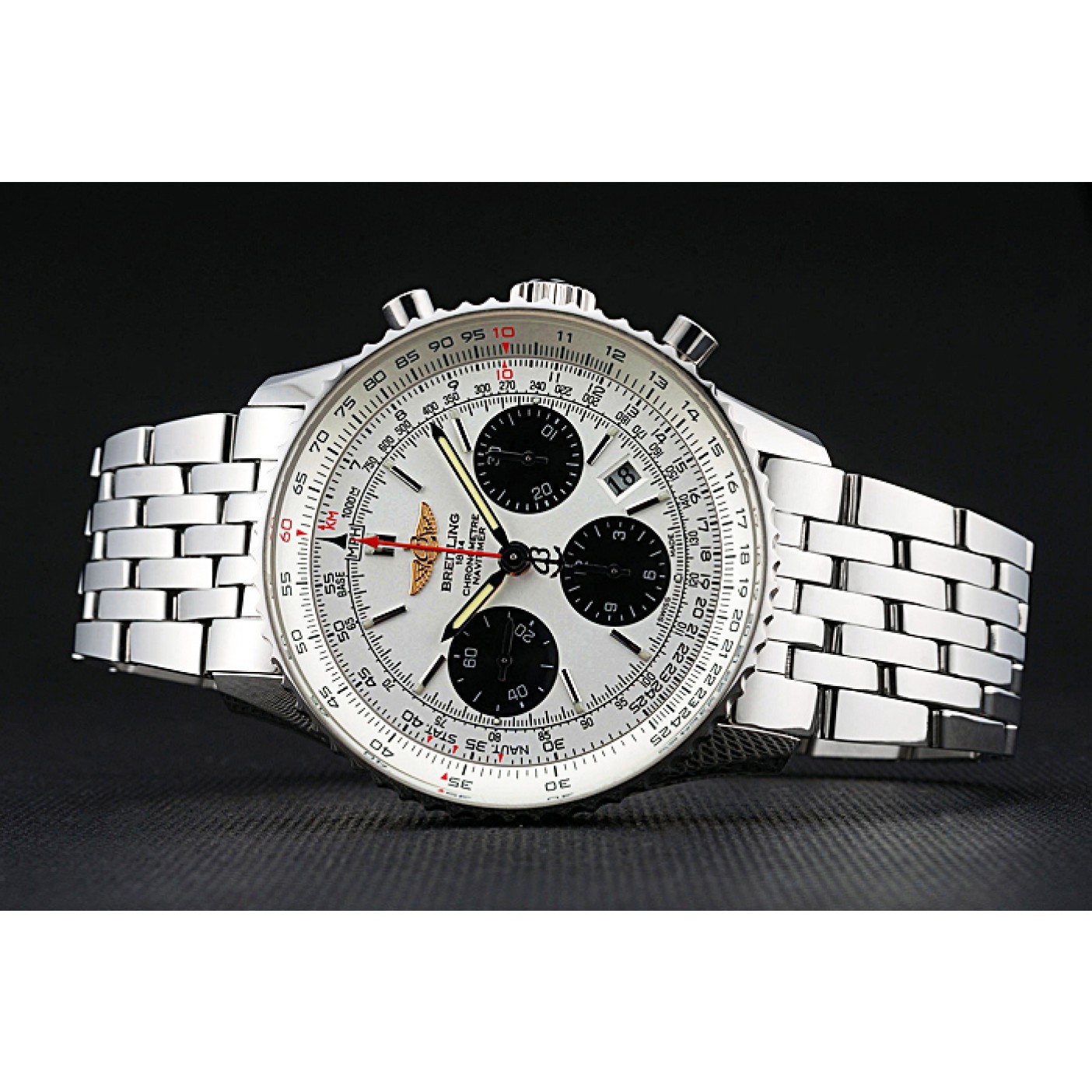 MiroTime Swiss Breitling Navitimer White Dial Stainless Steel Bracelet 622441