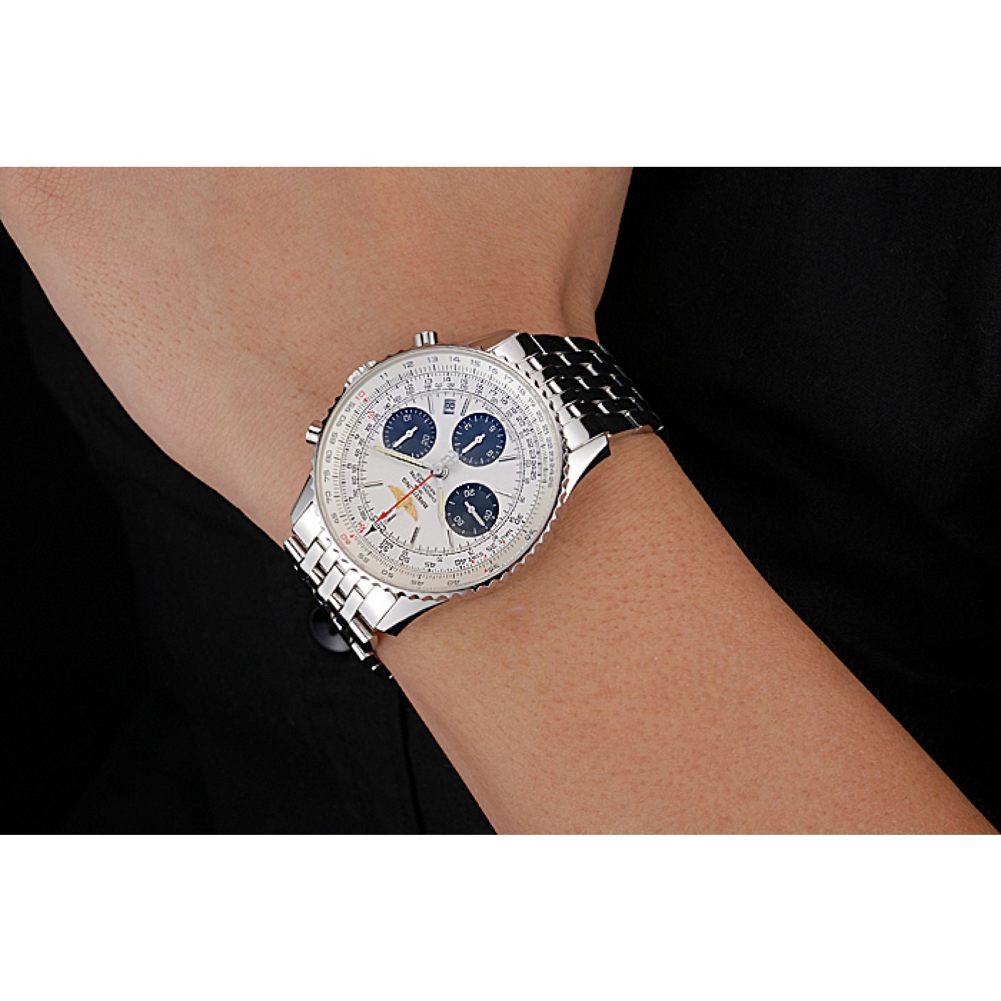 MiroTime Swiss Breitling Navitimer White Dial Stainless Steel Bracelet 622441