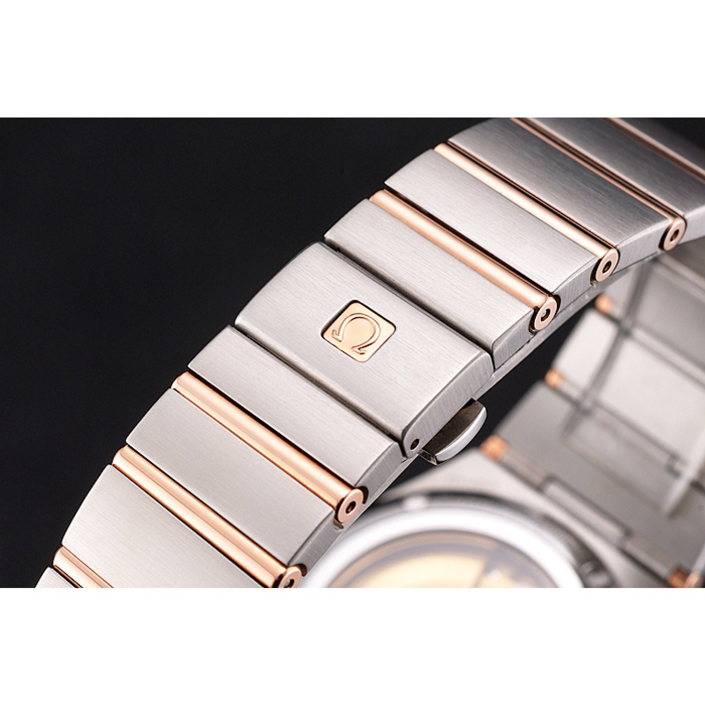 MiroTime Swiss Omega Constellation White Dial Stainless Steel Case Rose Gold Bezel Two Tone Bracelet