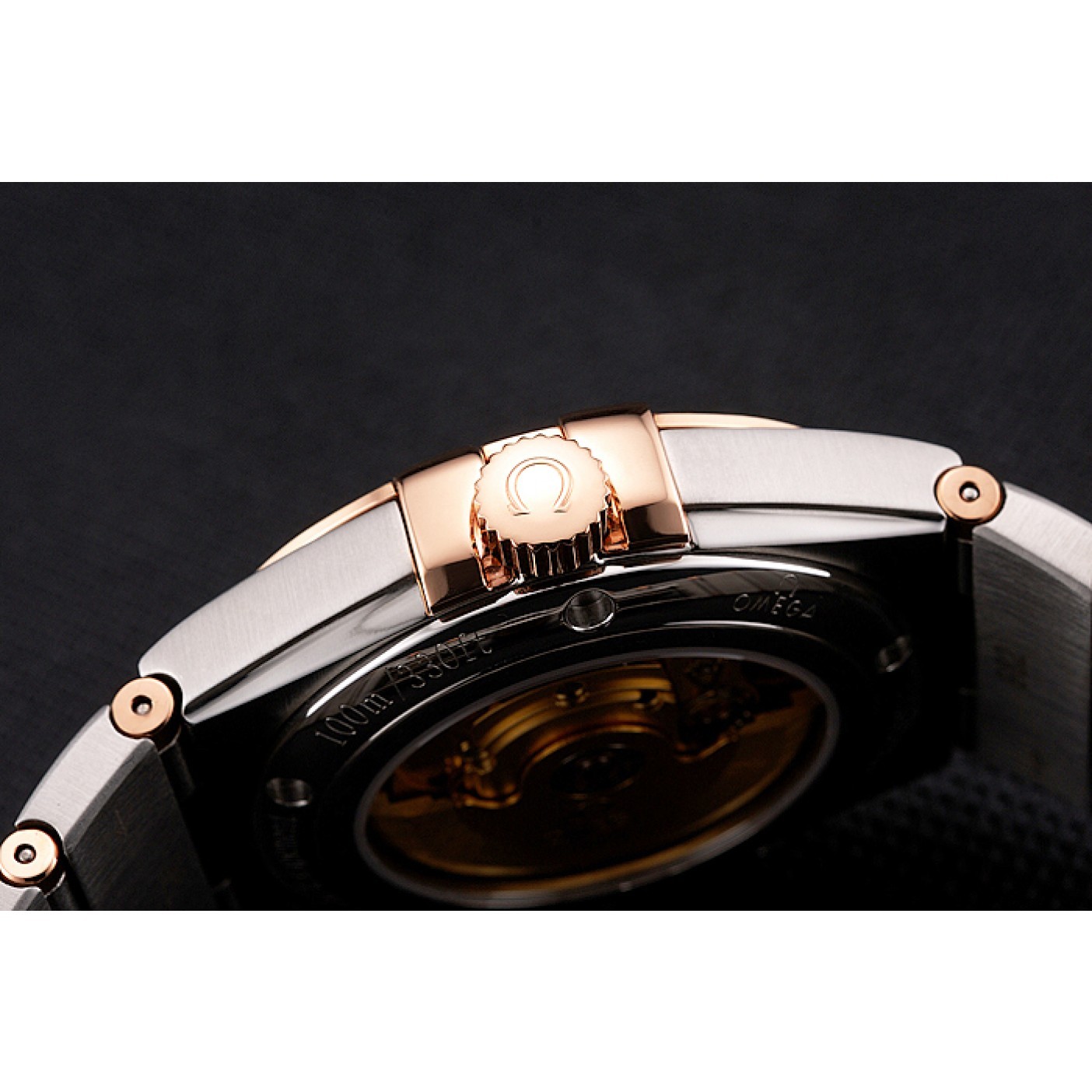 MiroTime Swiss Omega Constellation White Dial Stainless Steel Case Rose Gold Bezel Two Tone Bracelet