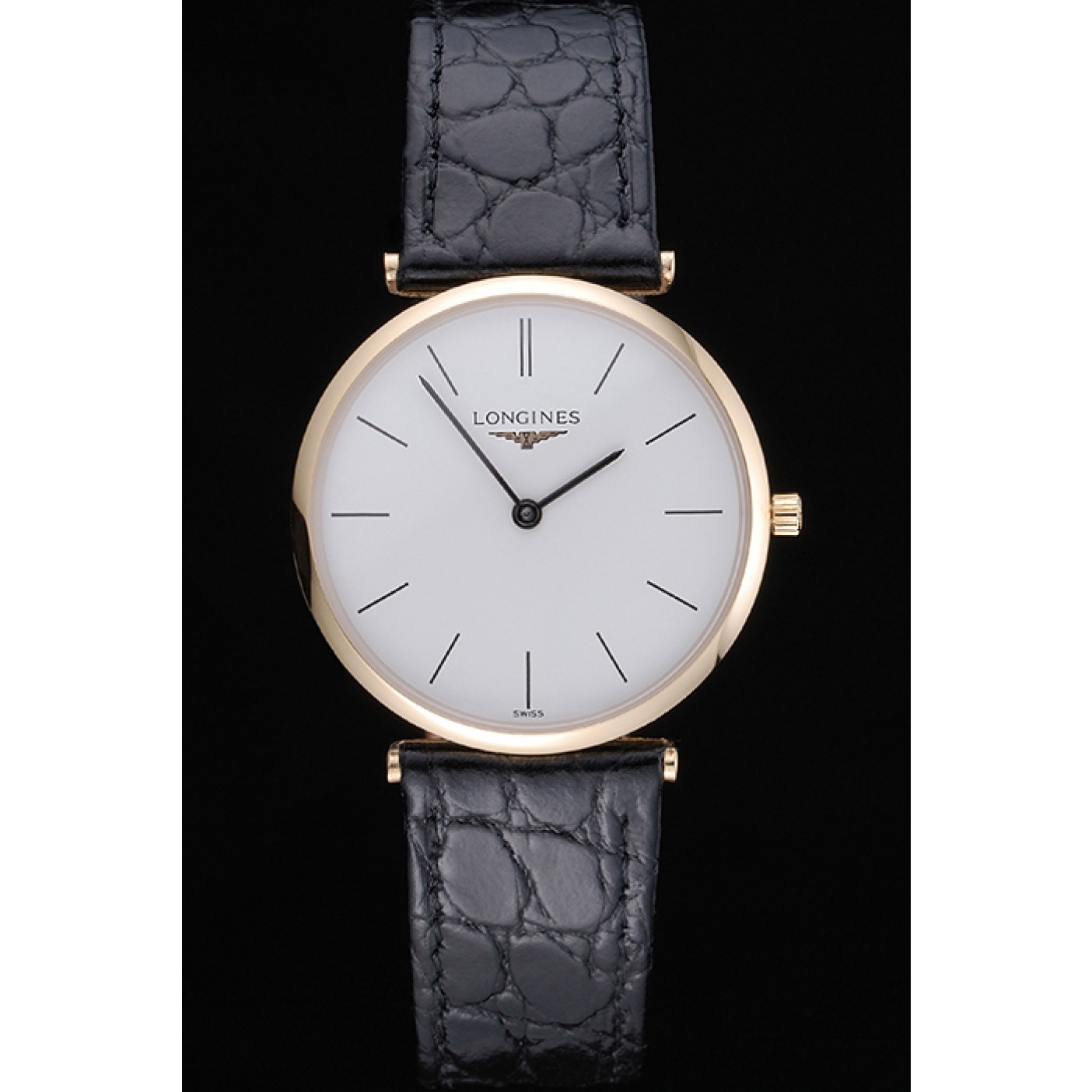 MiroTime Longines La Grande Classique White Dial Black Leather Strap Homme 622115
