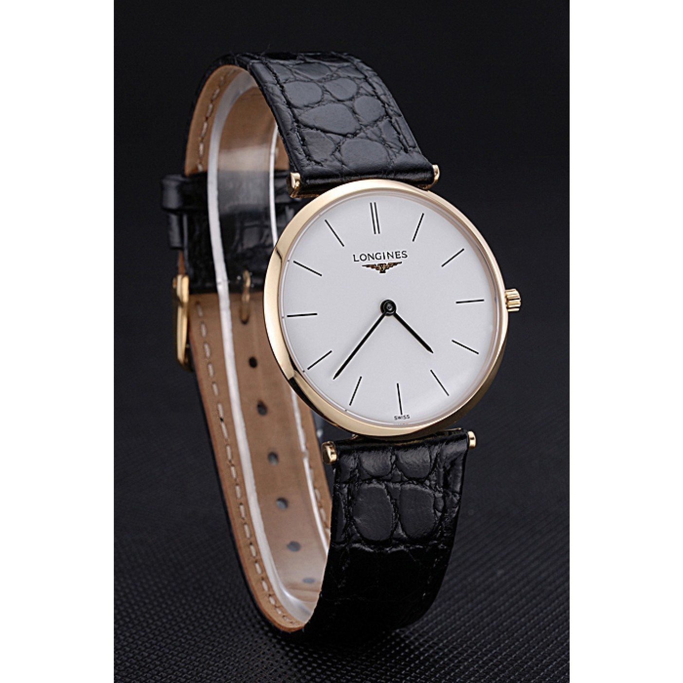 MiroTime Longines La Grande Classique White Dial Black Leather Strap Homme 622115
