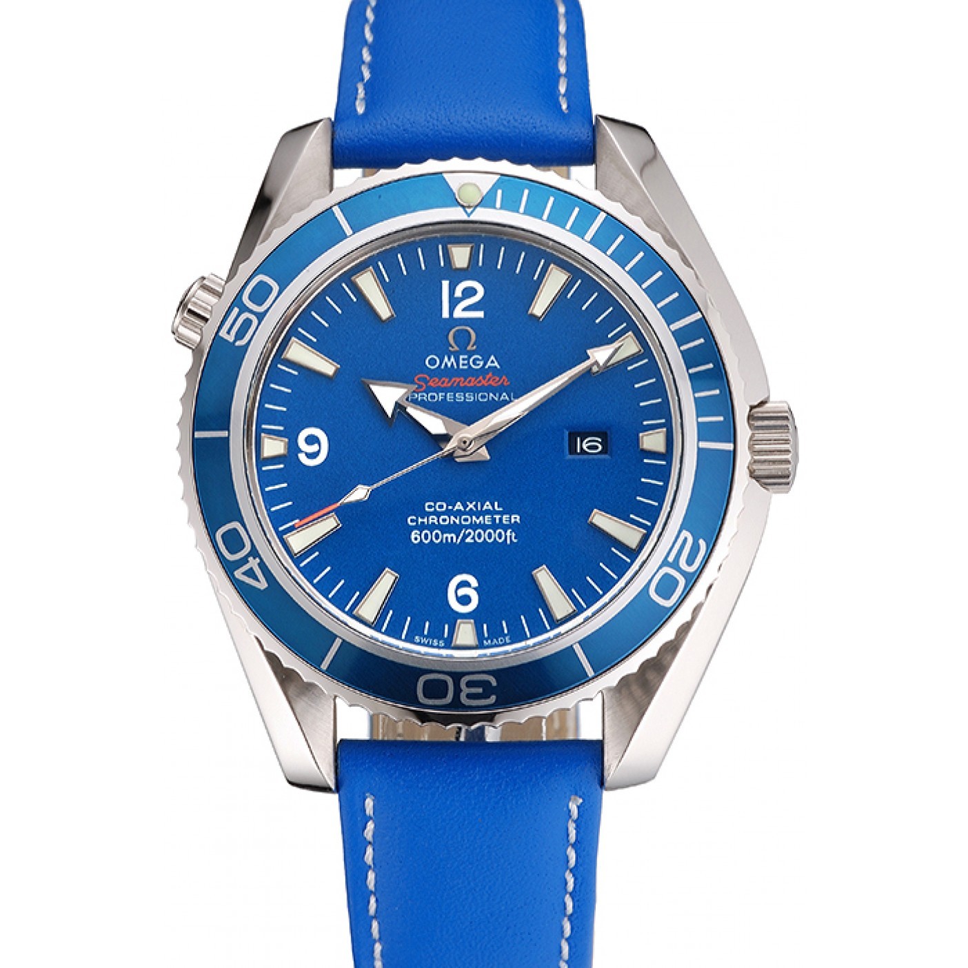 MiroTime Omega Seamaster Planet Ocean Blue Dial Blue Leatherl Bracelet 622538