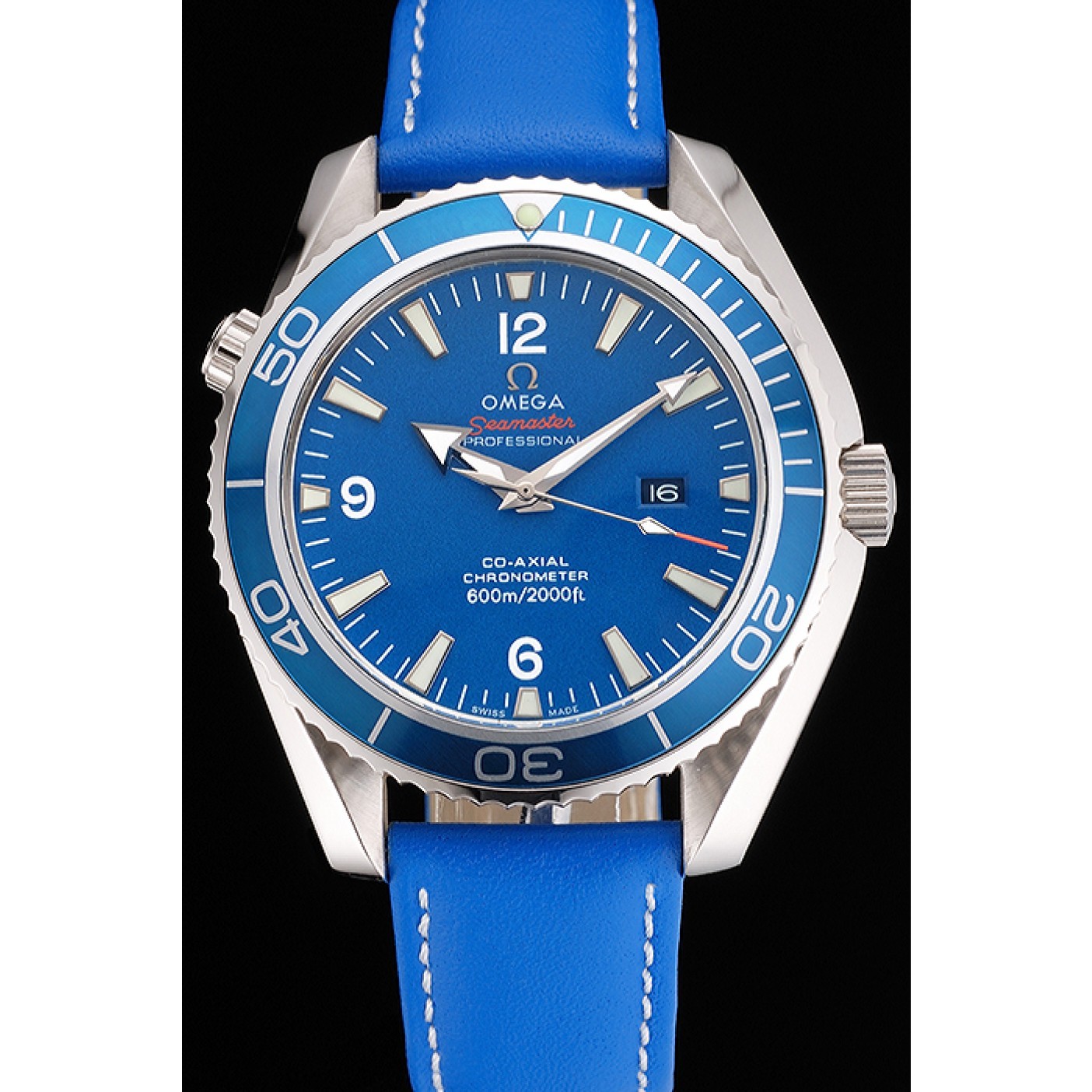 MiroTime Omega Seamaster Planet Ocean Blue Dial Blue Leatherl Bracelet 622538