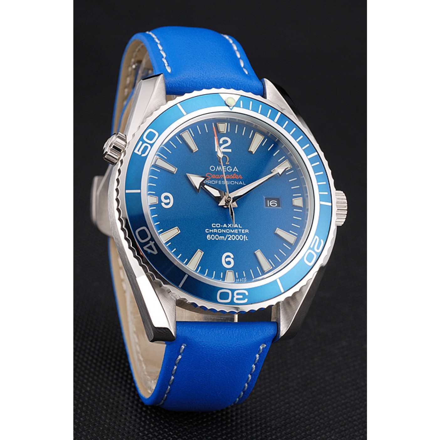 MiroTime Omega Seamaster Planet Ocean Blue Dial Blue Leatherl Bracelet 622538