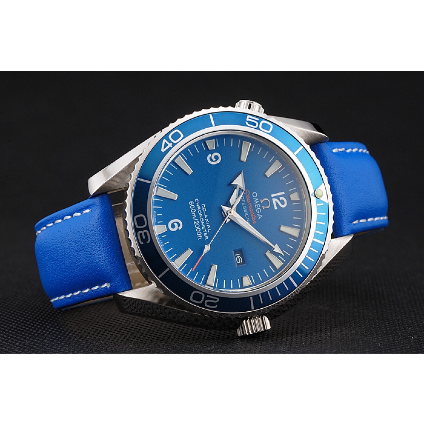 MiroTime Omega Seamaster Planet Ocean Blue Dial Blue Leatherl Bracelet 622538
