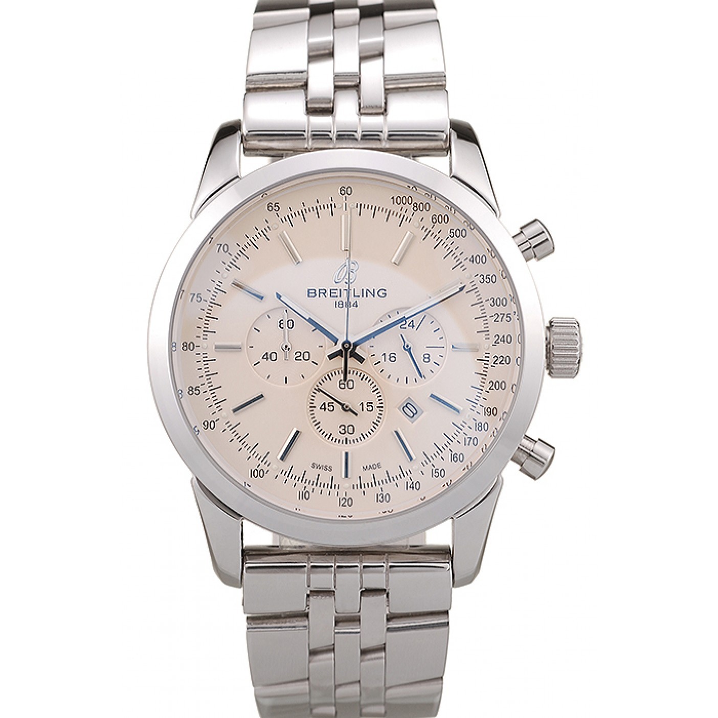 MiroTime Breitling Transocean White Dial Stainless Steel Strap