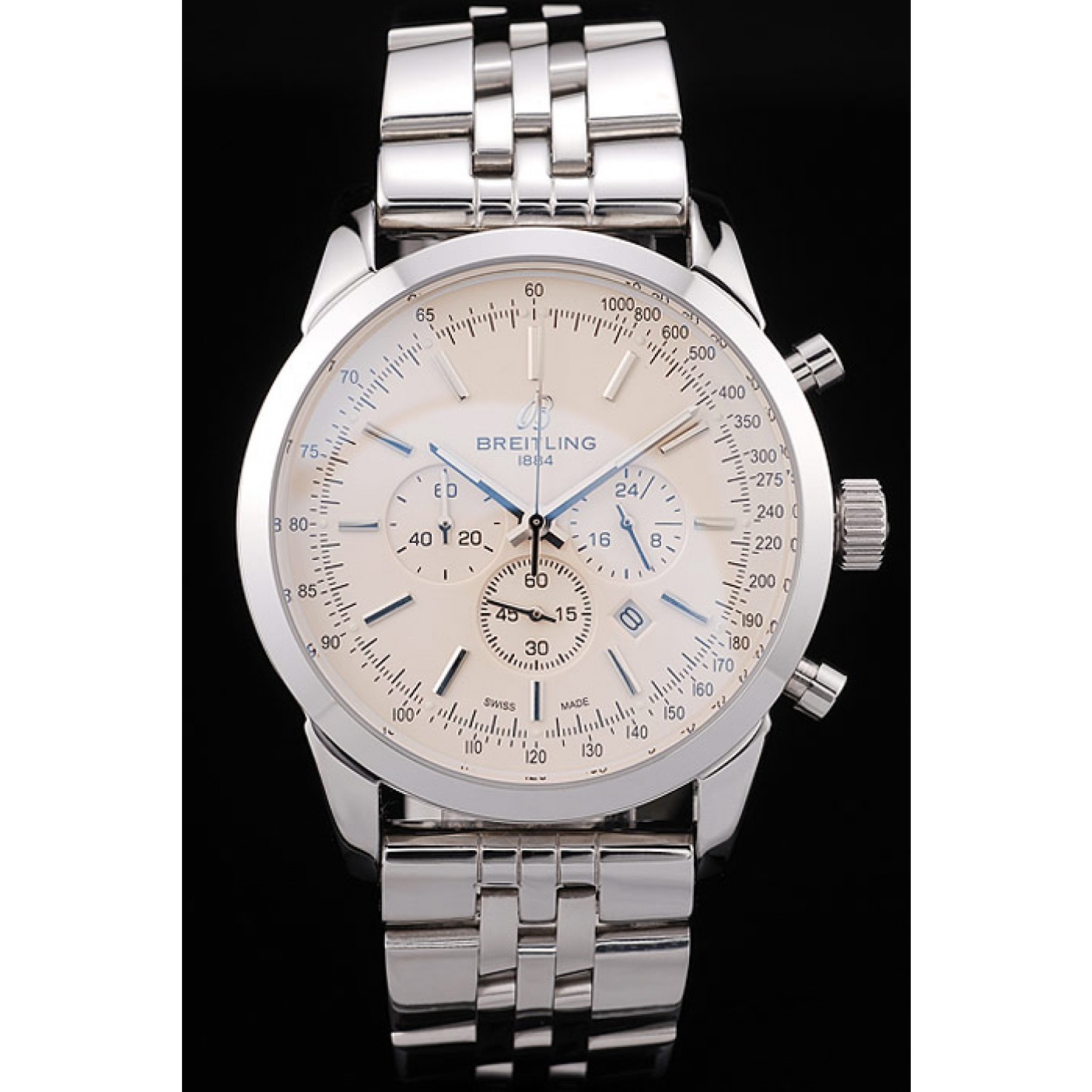 MiroTime Breitling Transocean White Dial Stainless Steel Strap