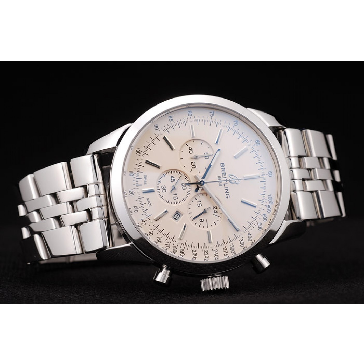 MiroTime Breitling Transocean White Dial Stainless Steel Strap
