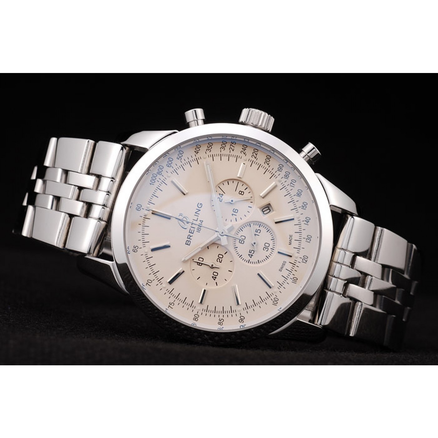 MiroTime Breitling Transocean White Dial Stainless Steel Strap