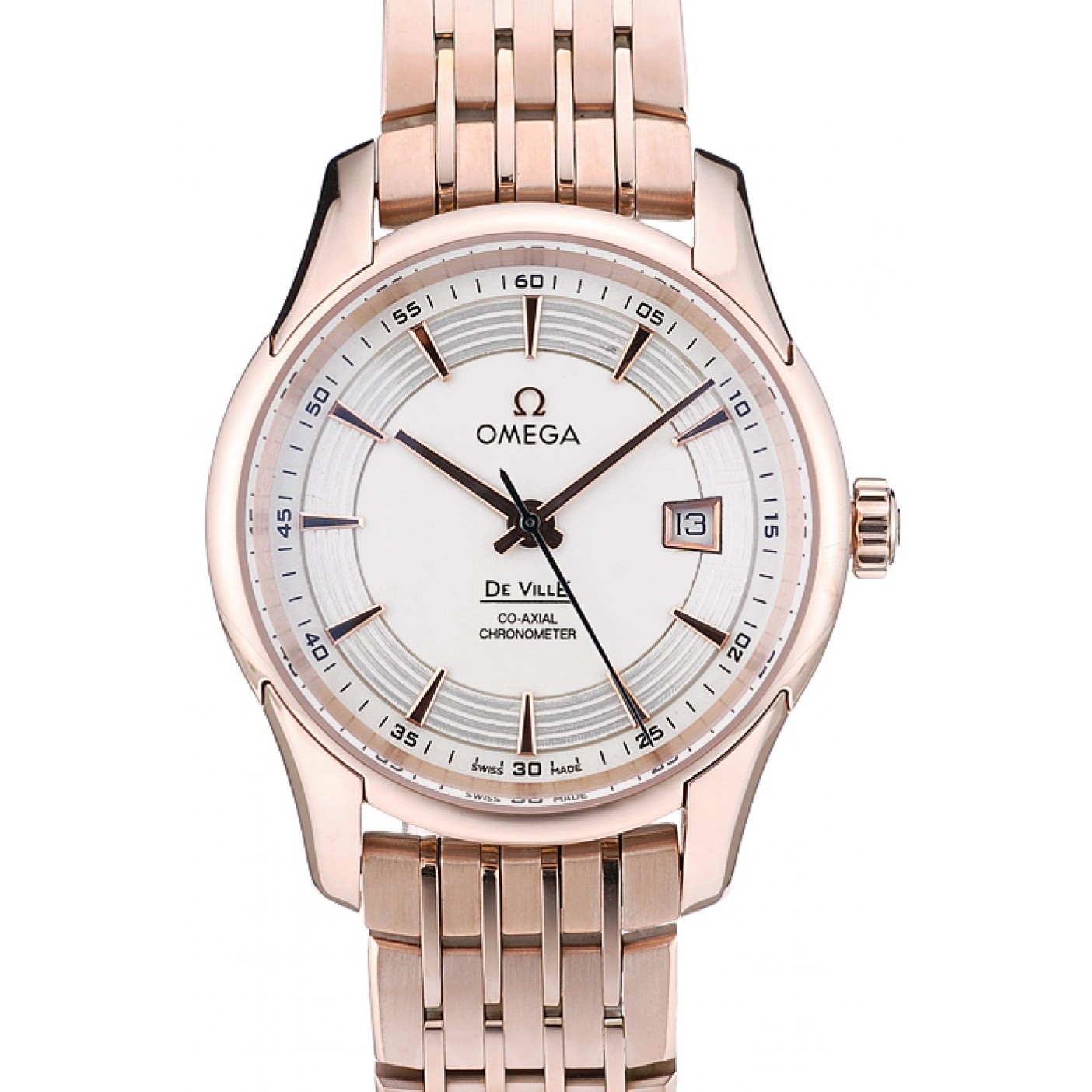 MiroTime Omega Swiss DeVille Rose Gold Bezel White Dial 7603