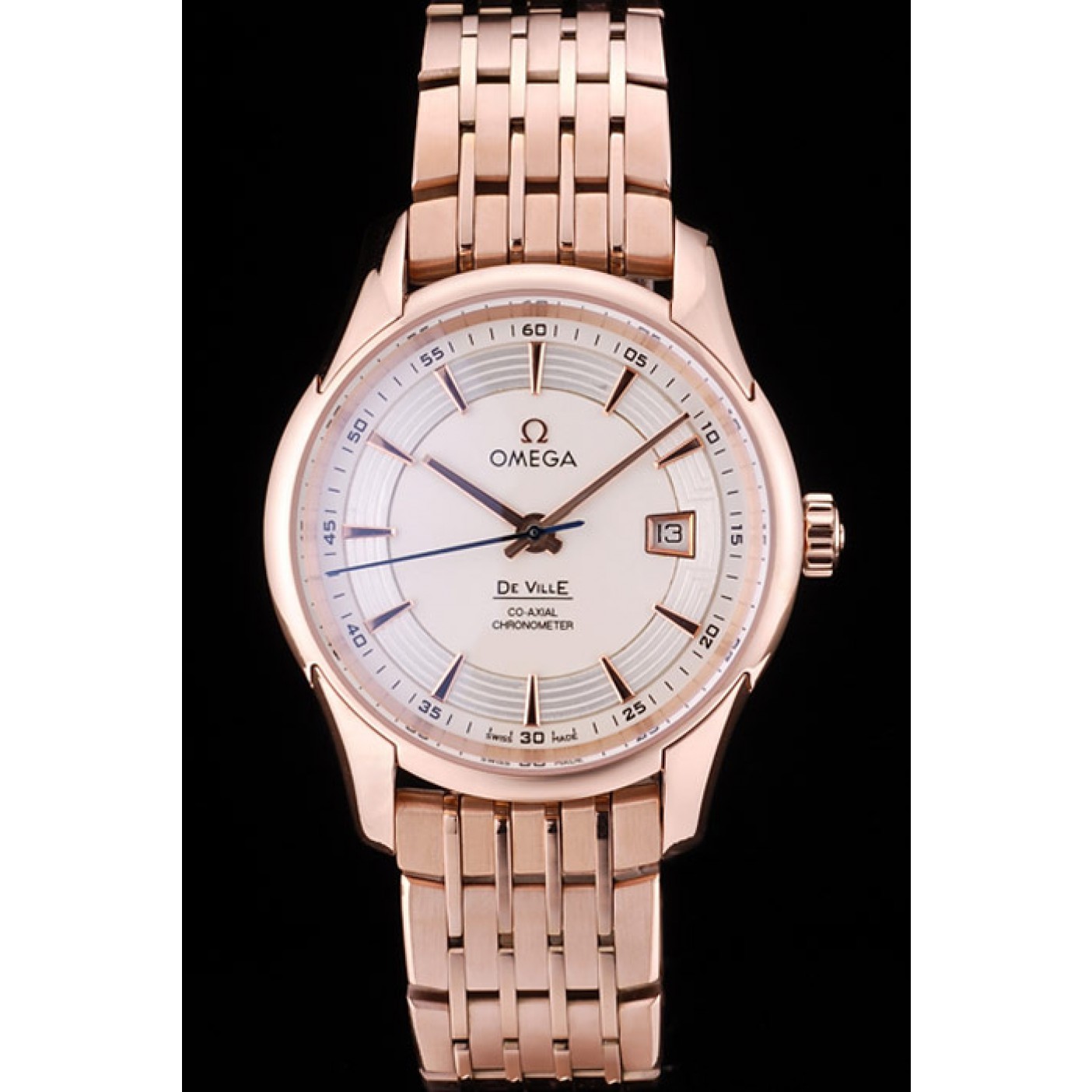 MiroTime Omega Swiss DeVille Rose Gold Bezel White Dial 7603