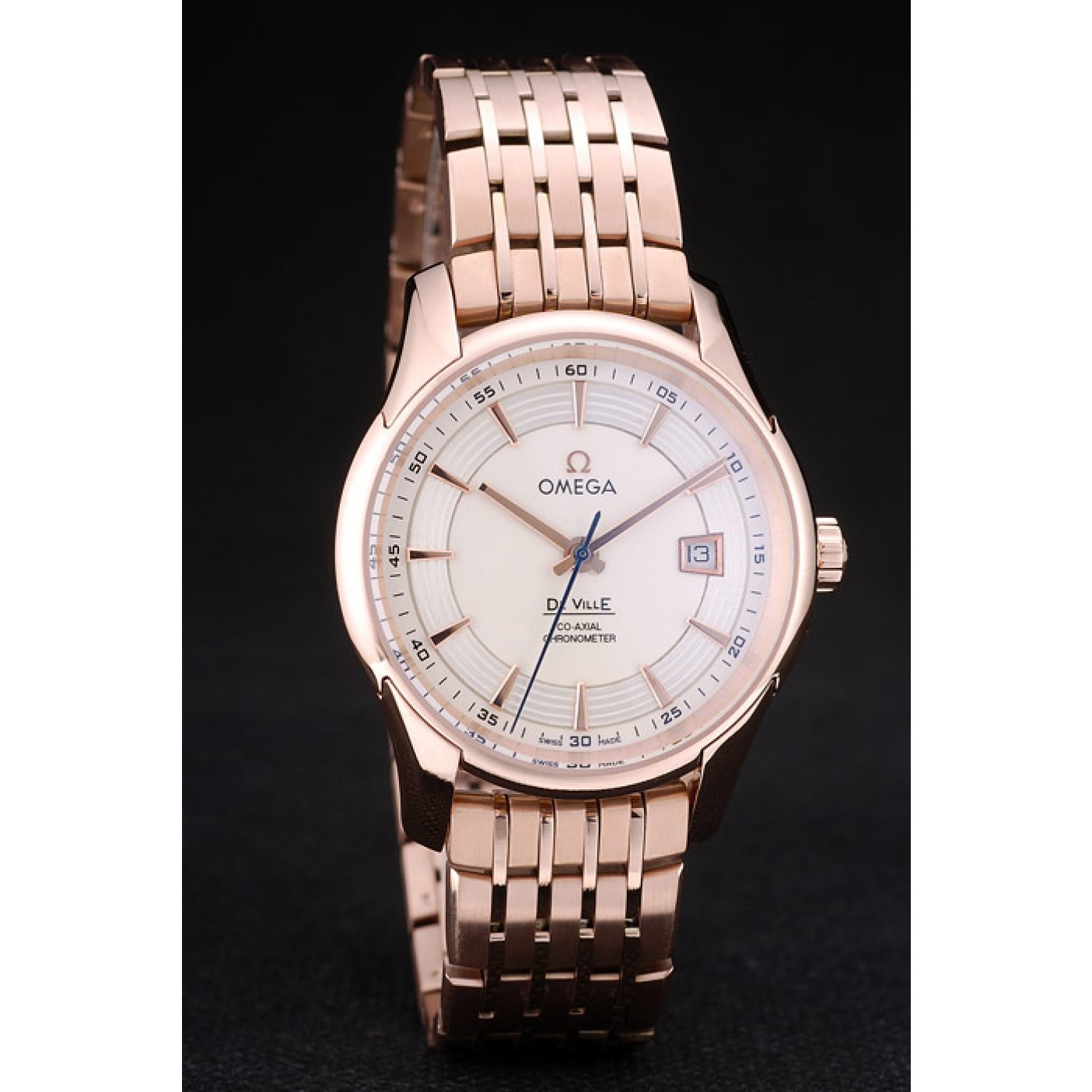 MiroTime Omega Swiss DeVille Rose Gold Bezel White Dial 7603