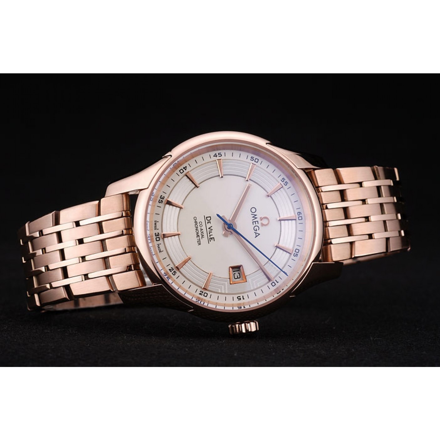 MiroTime Omega Swiss DeVille Rose Gold Bezel White Dial 7603