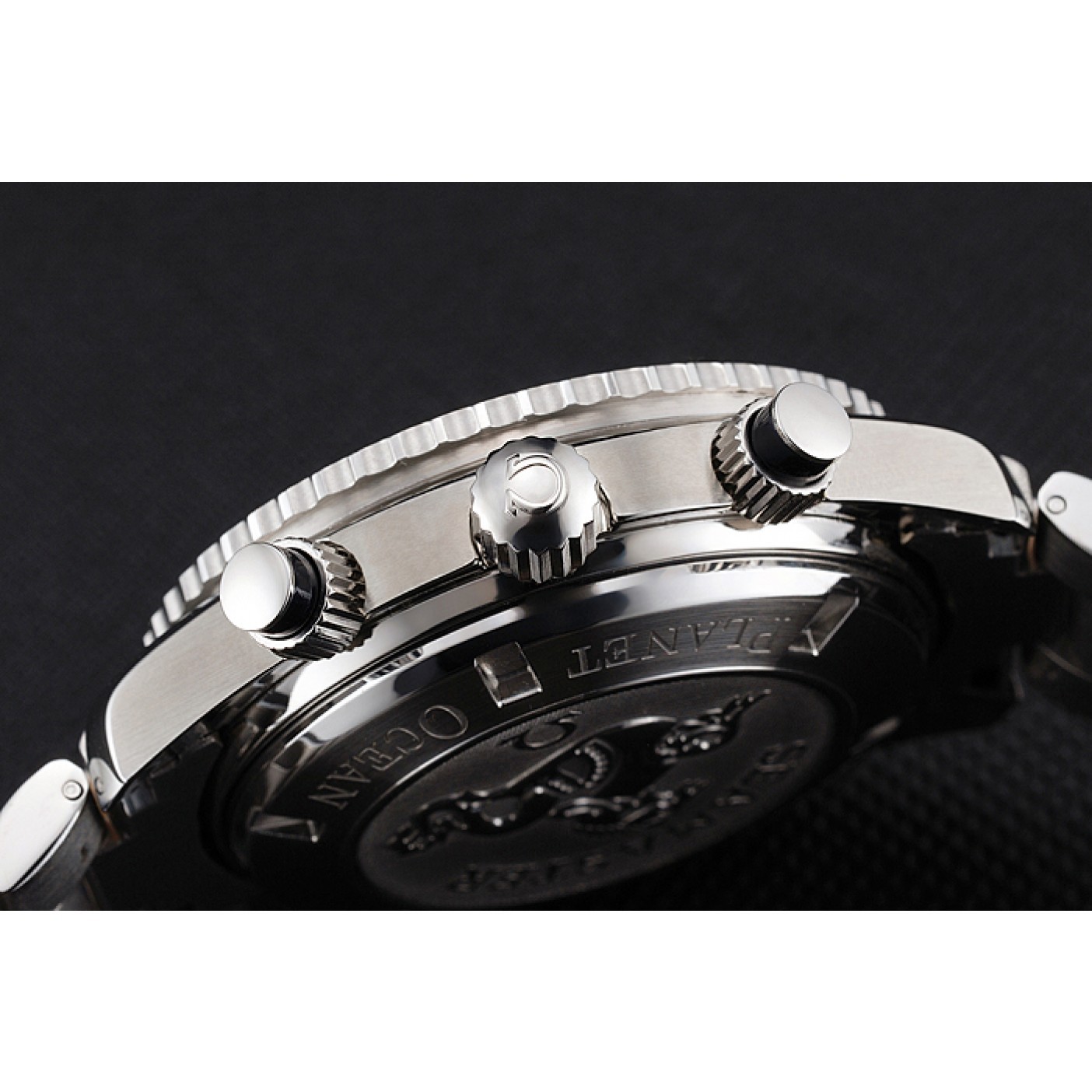 MiroTime Swiss Omega Seamaster Chronograph Black Dial Black Bezel Stainless Steel Case And Bracelet