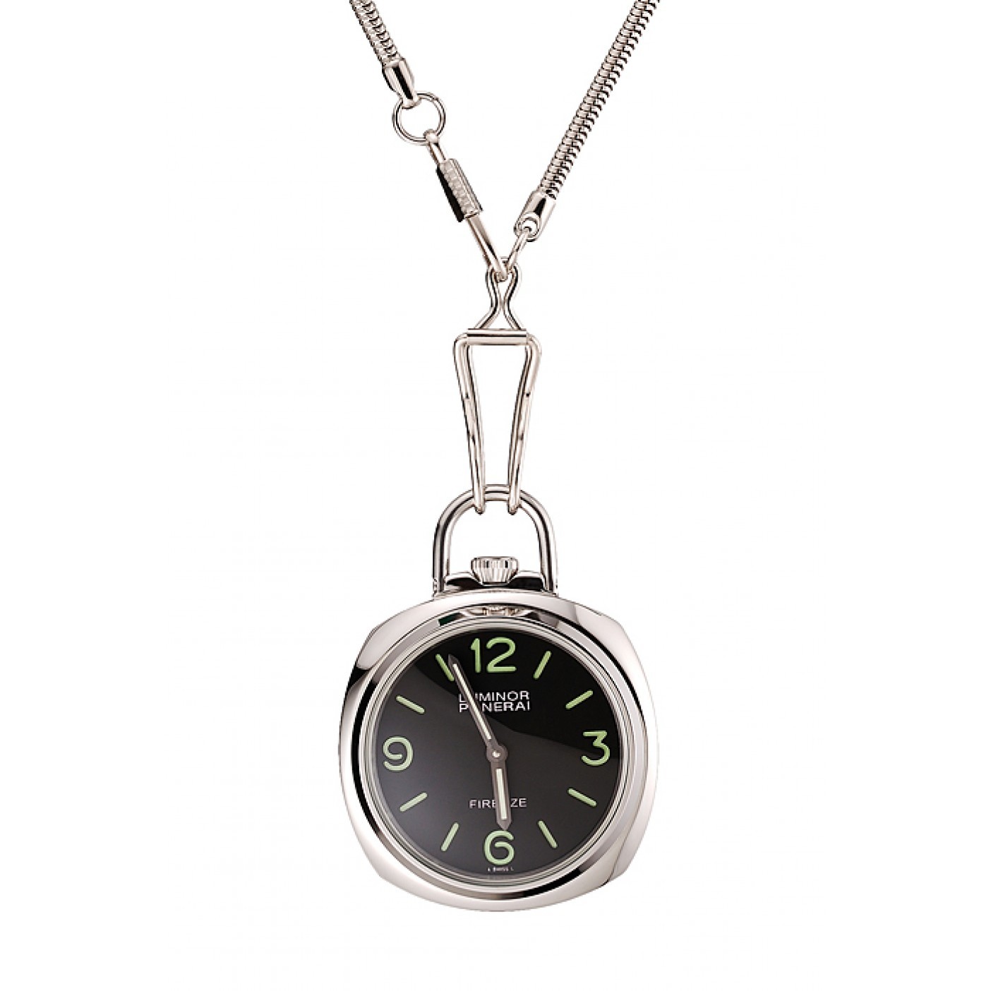 MiroTime Swiss Panerai Luminor Pocket Watch Black Dial Stainless Steel Case And Chain 1453743