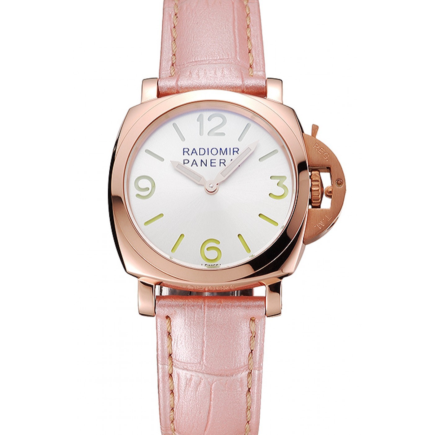 MiroTime Panerai Radiomir White Dial Rose Gold Case Pink Leather Strap 1453802