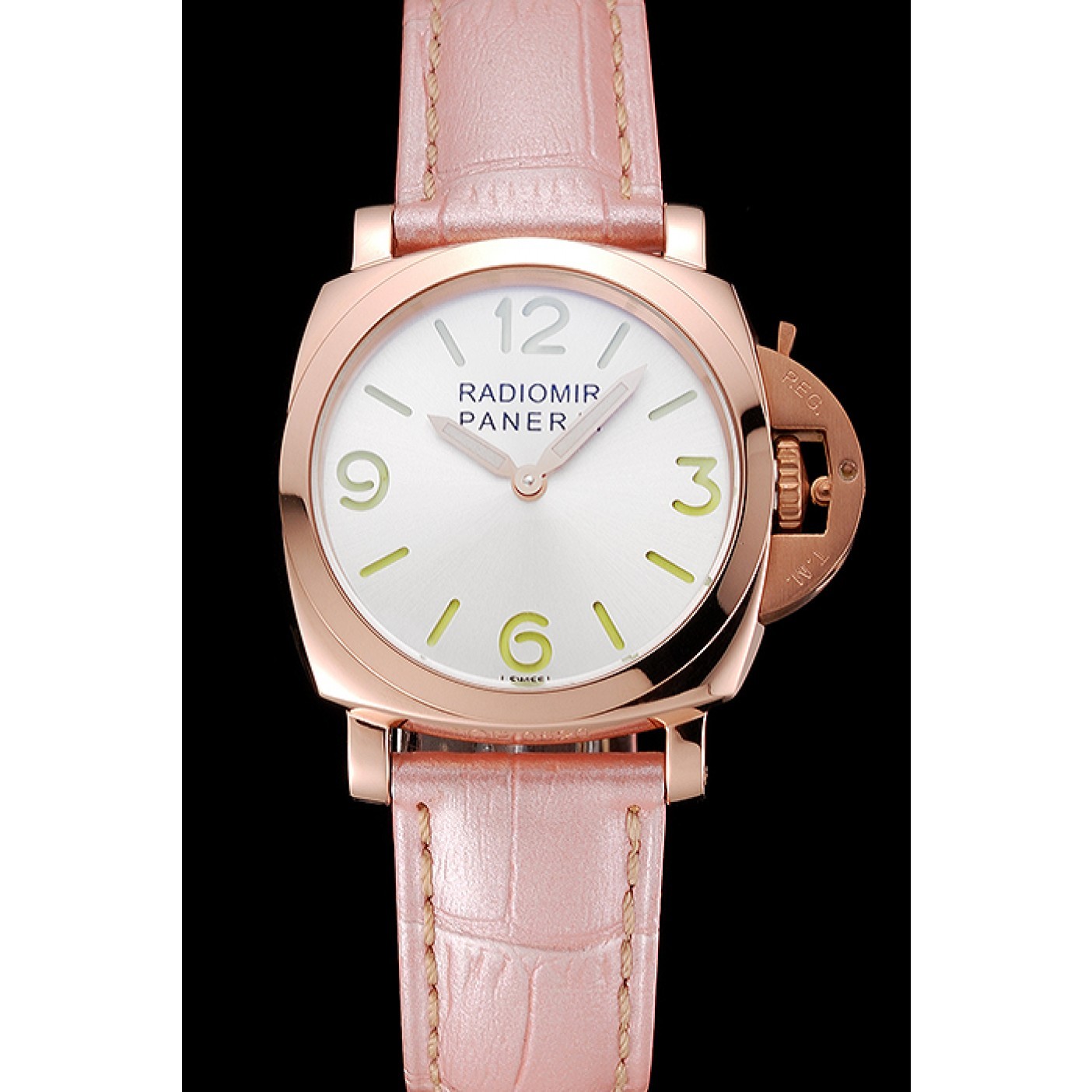 MiroTime Panerai Radiomir White Dial Rose Gold Case Pink Leather Strap 1453802