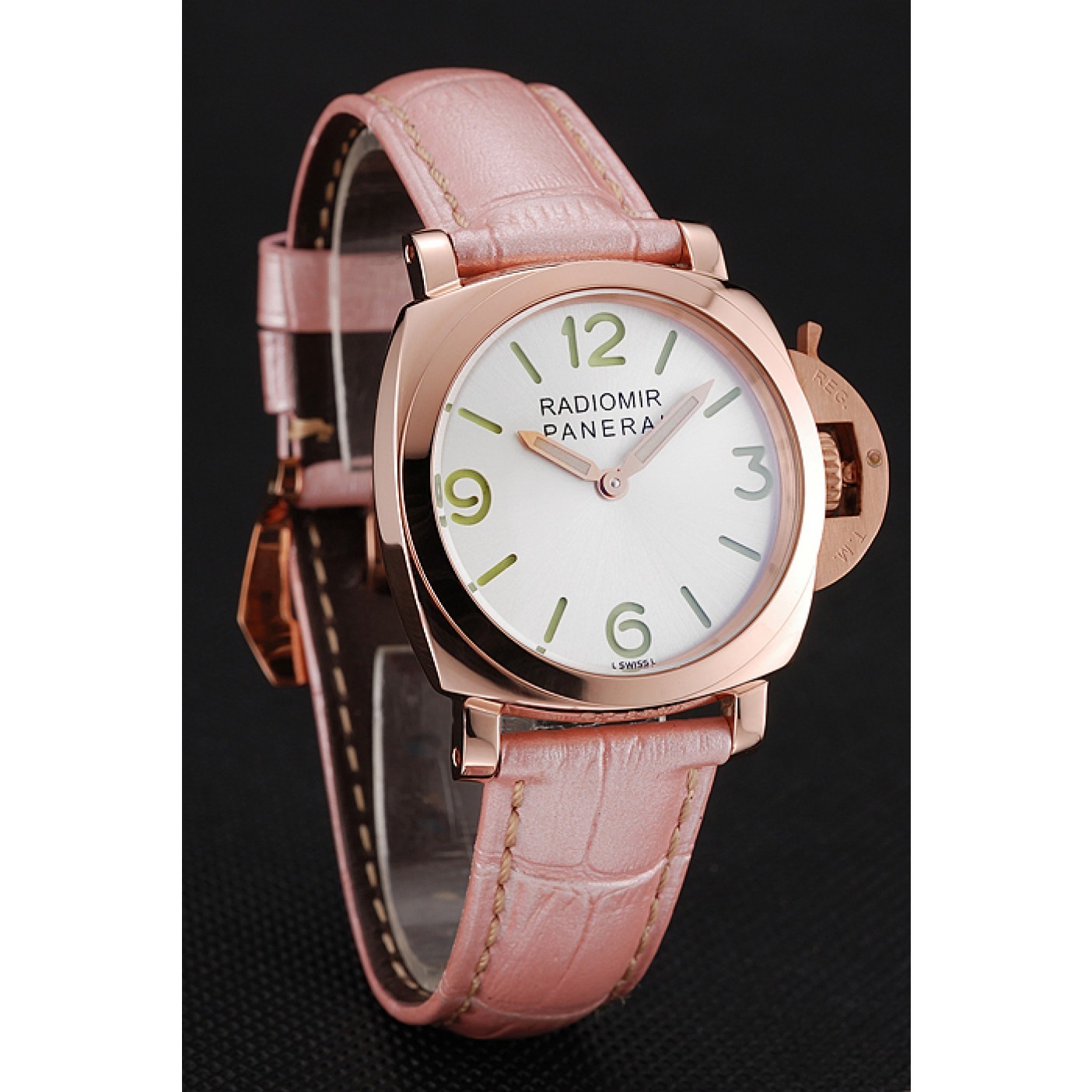 MiroTime Panerai Radiomir White Dial Rose Gold Case Pink Leather Strap 1453802