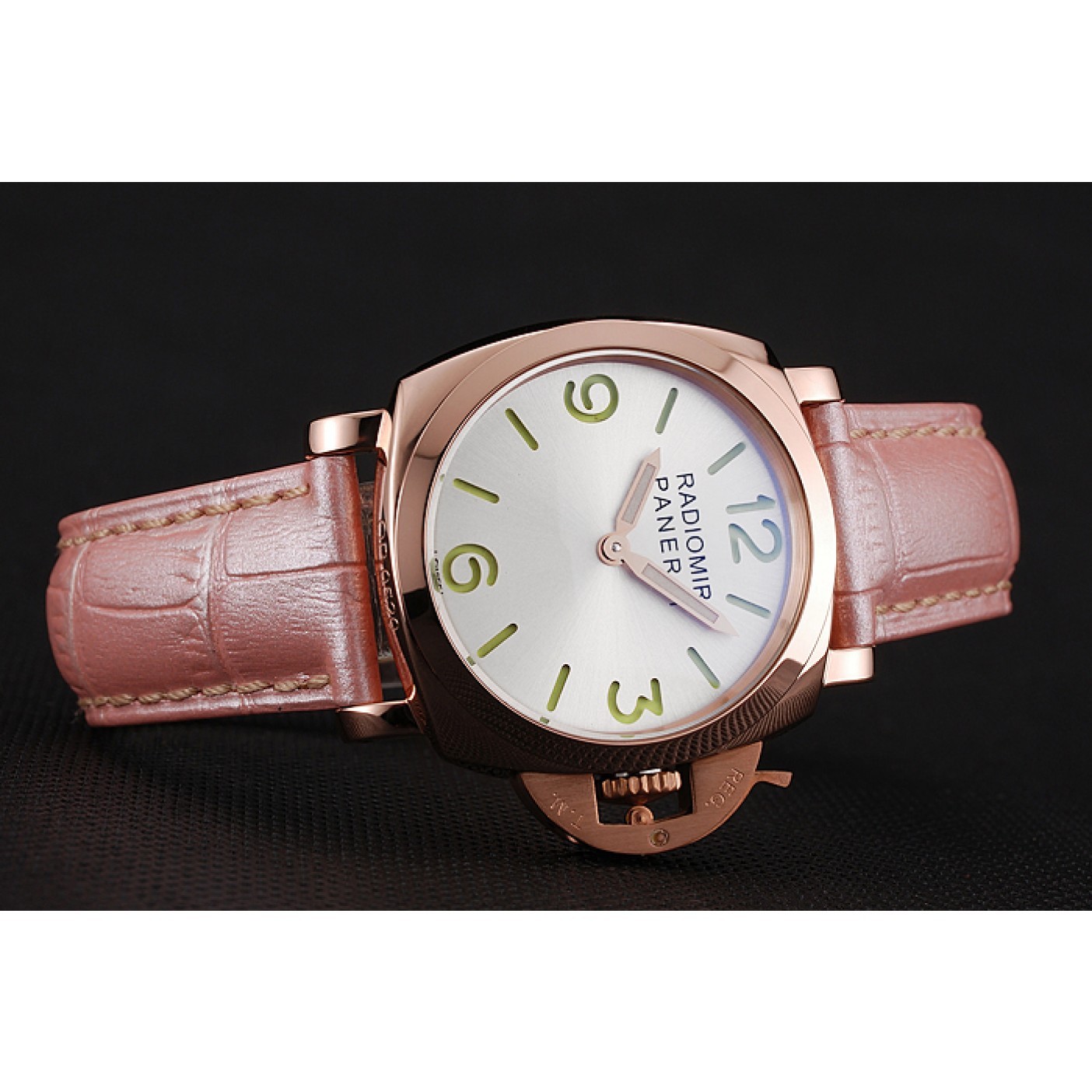 MiroTime Panerai Radiomir White Dial Rose Gold Case Pink Leather Strap 1453802