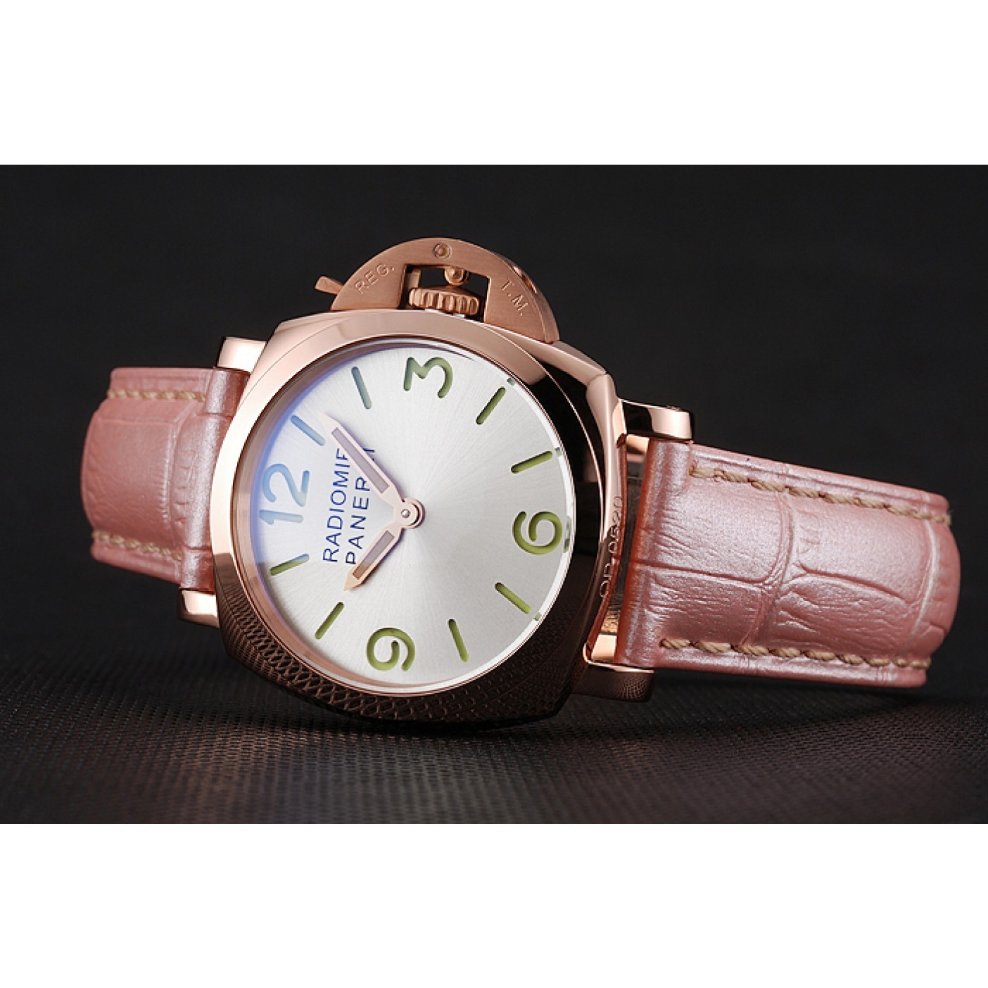 MiroTime Panerai Radiomir White Dial Rose Gold Case Pink Leather Strap 1453802