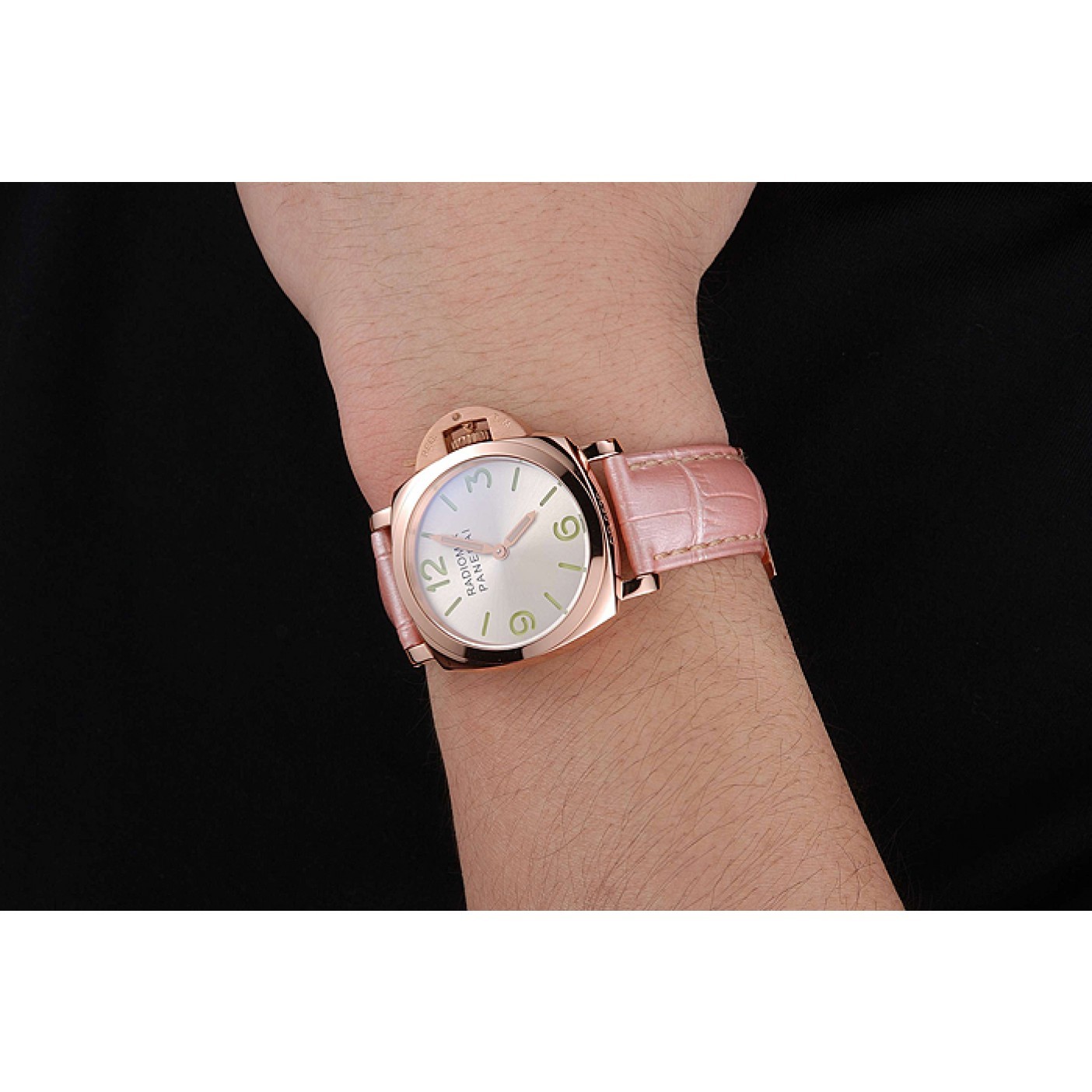 MiroTime Panerai Radiomir White Dial Rose Gold Case Pink Leather Strap 1453802