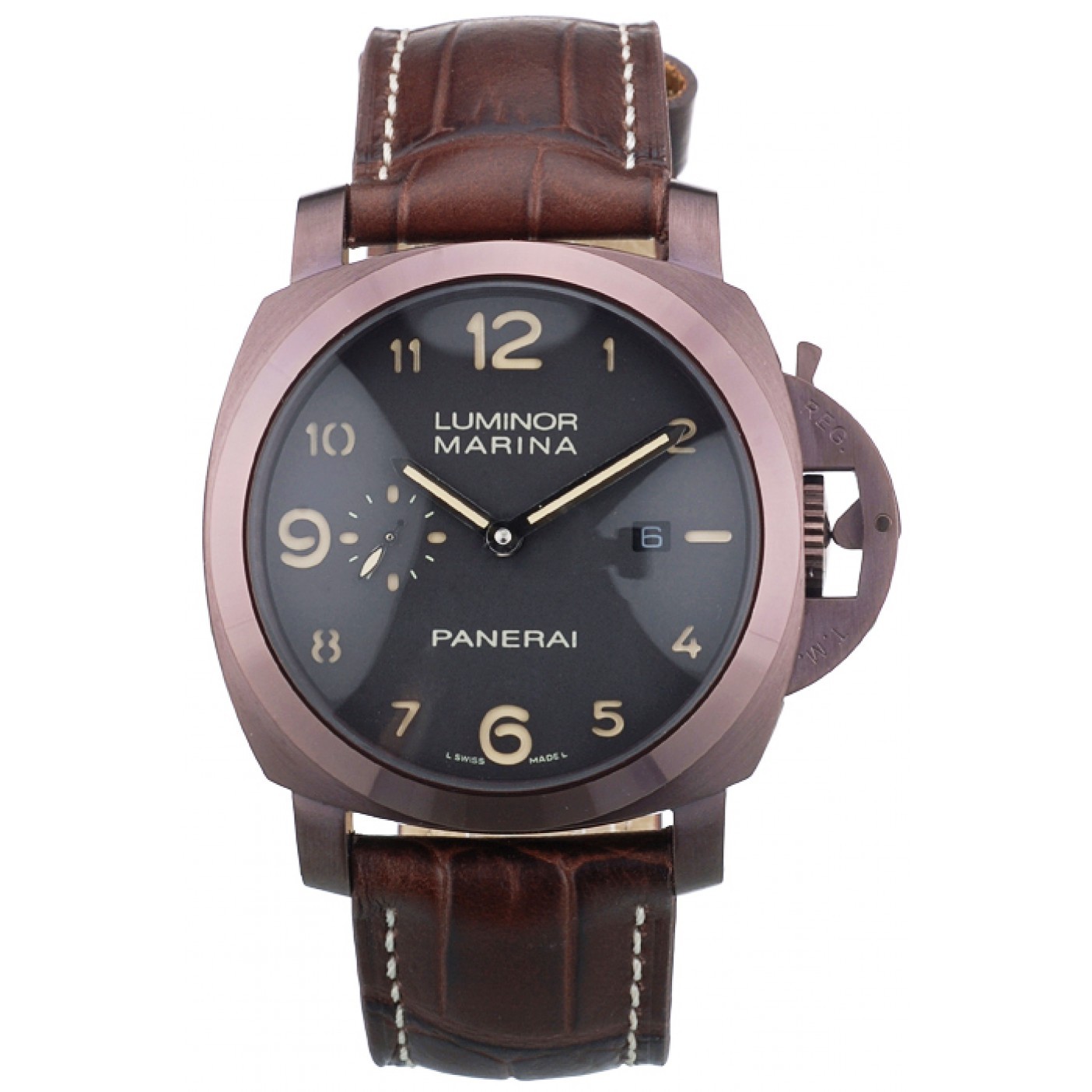 MiroTime Panerai Luminor Brown Leather Strap Black Dial 80161