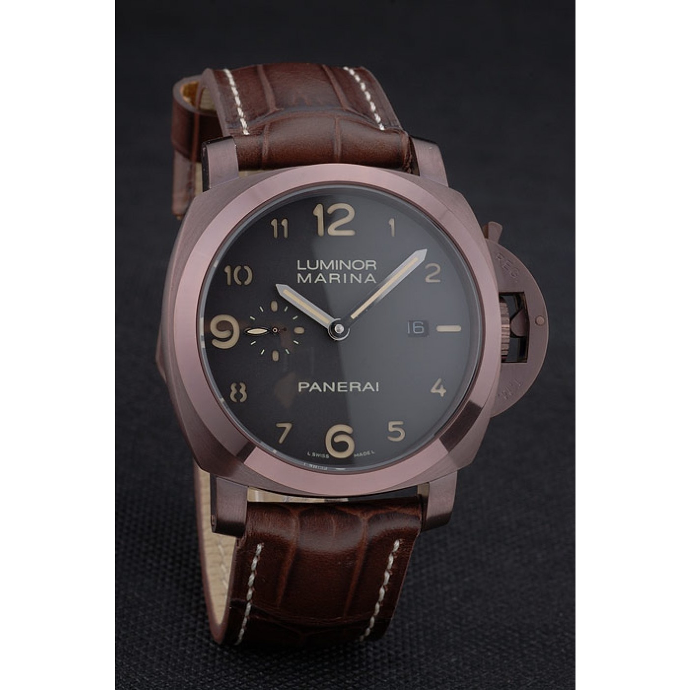 MiroTime Panerai Luminor Brown Leather Strap Black Dial 80161