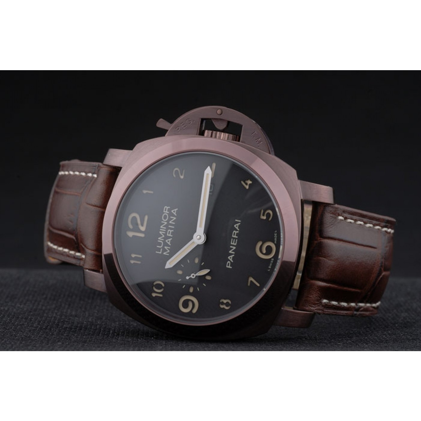 MiroTime Panerai Luminor Brown Leather Strap Black Dial 80161