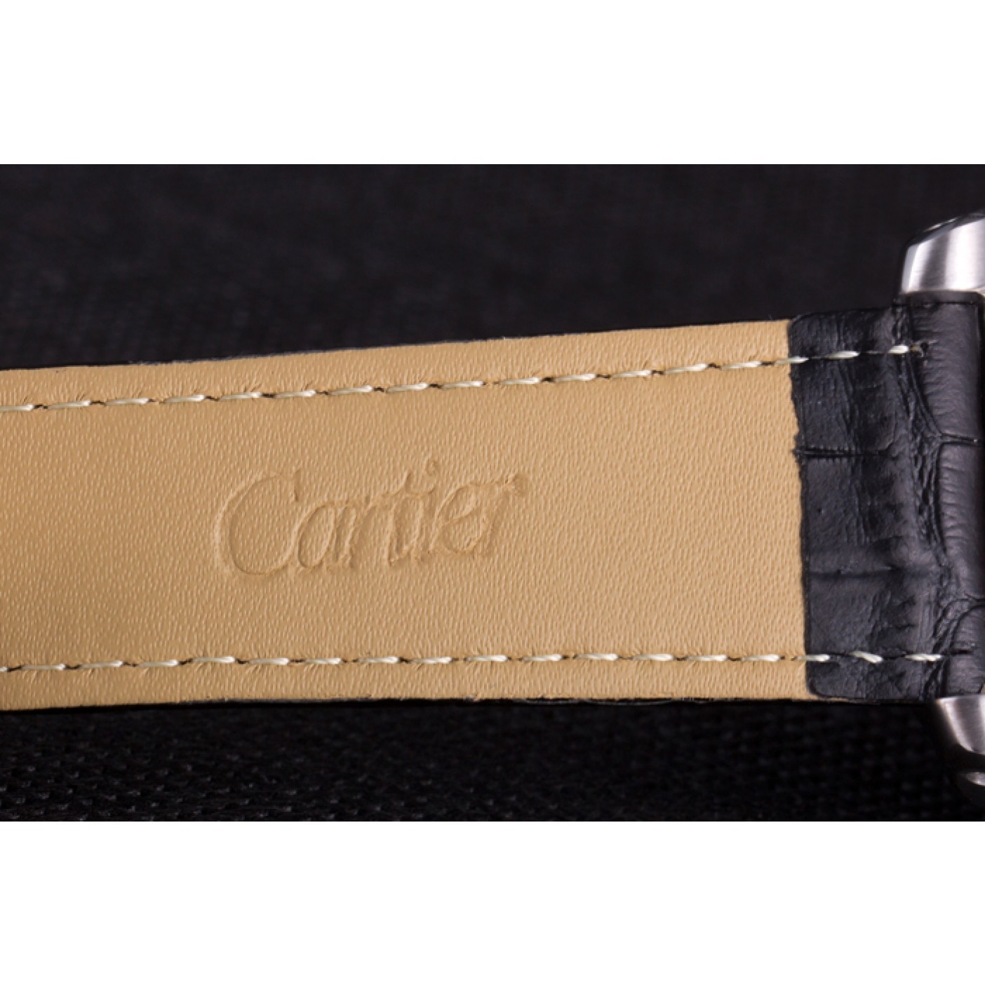 MiroTime Cartier Calibre Flying Tourbillon Black Dial Stainless Steel Case Black Leather Bracelet