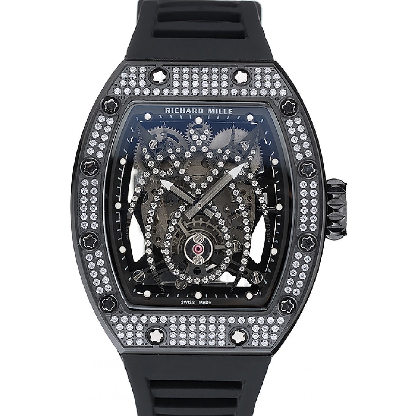 MiroTime Richard Mille Tourbillion Spider RM 19-01 Black Diamond Case Black Rubber Bracelet 1454259