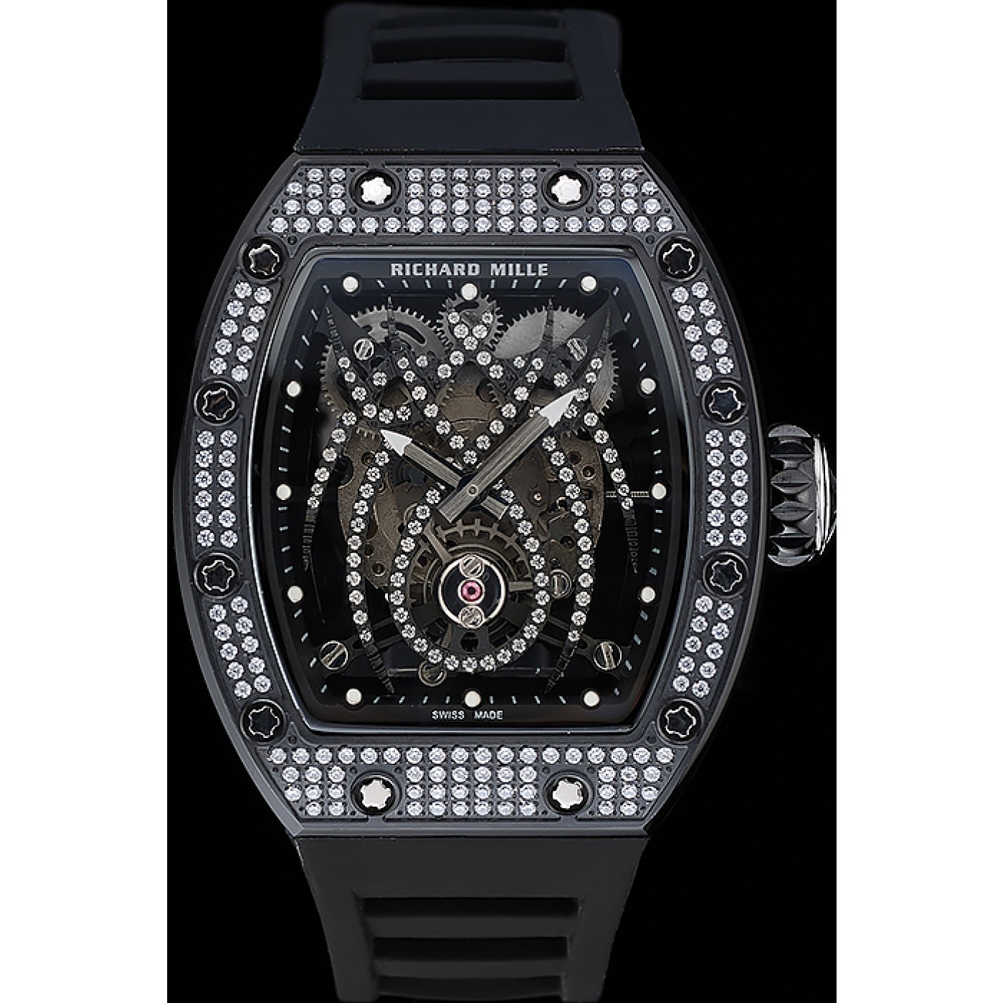 MiroTime Richard Mille Tourbillion Spider RM 19-01 Black Diamond Case Black Rubber Bracelet 1454259