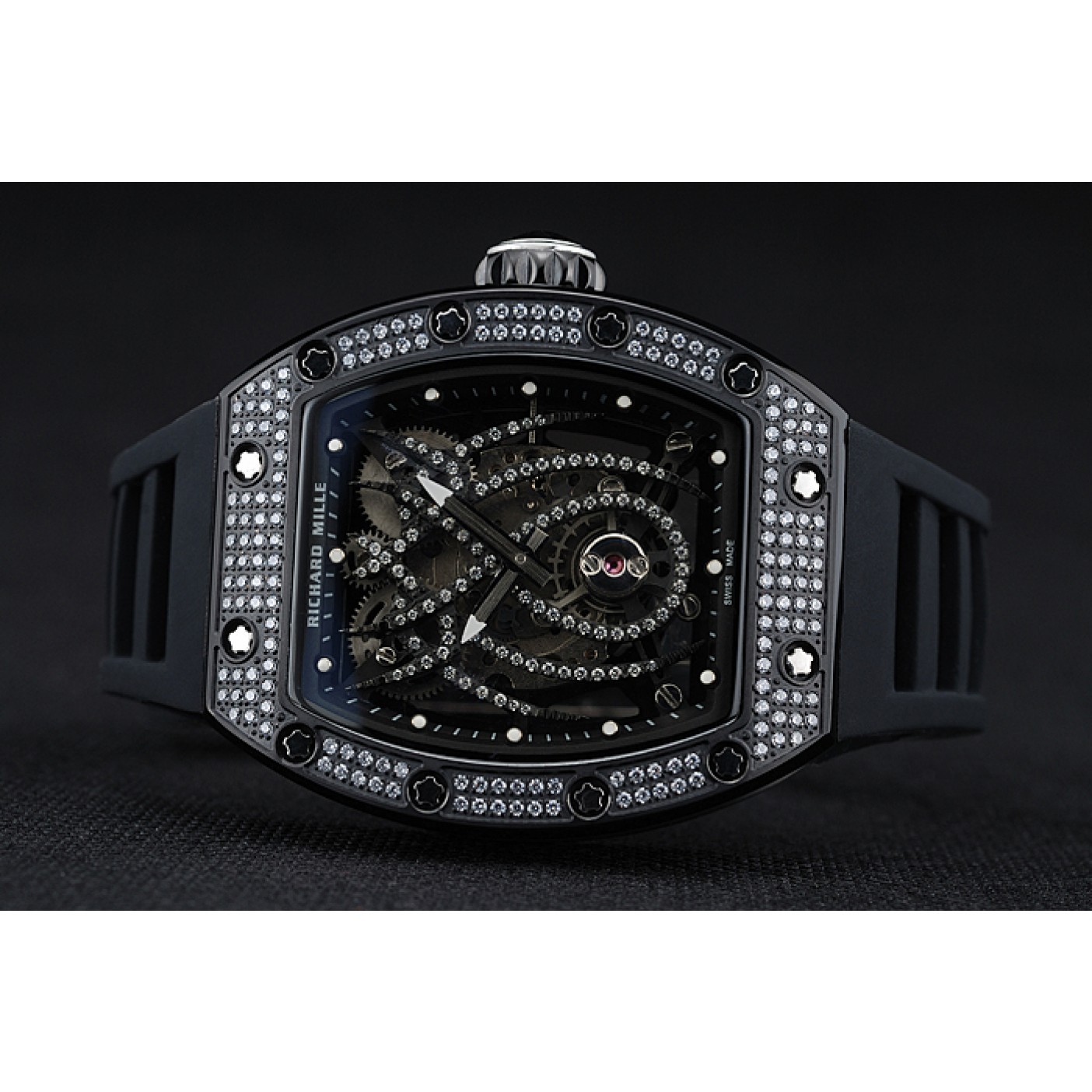 MiroTime Richard Mille Tourbillion Spider RM 19-01 Black Diamond Case Black Rubber Bracelet 1454259