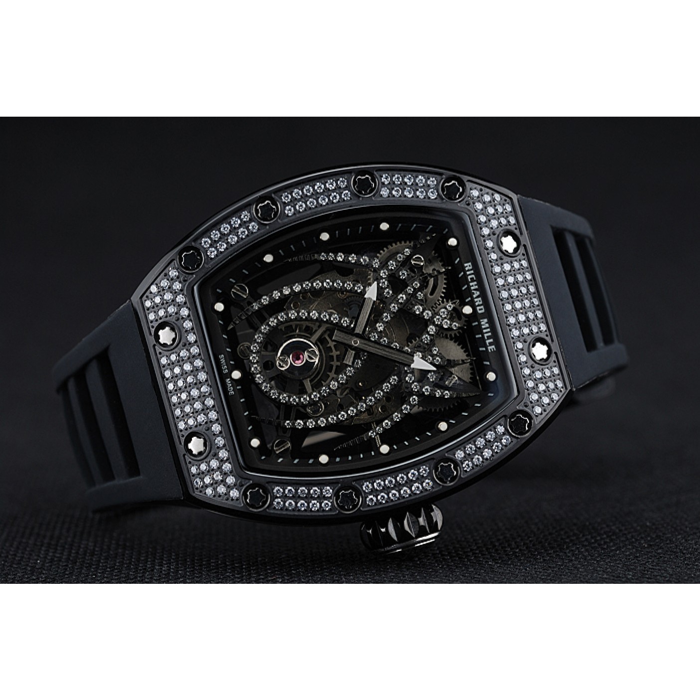 MiroTime Richard Mille Tourbillion Spider RM 19-01 Black Diamond Case Black Rubber Bracelet 1454259