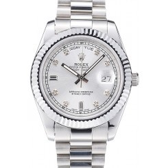 MiroTime Rolex Day-Date Polished Stainless Steel Silver Dial