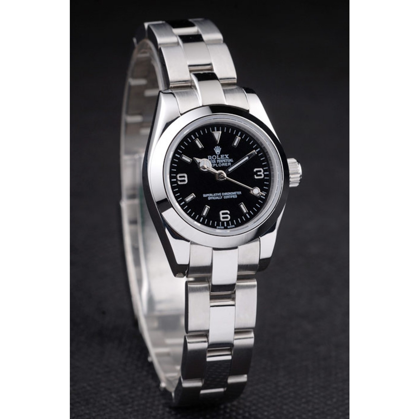 MiroTime Rolex Explorer Polished Stainless Steel Black Dial 98089