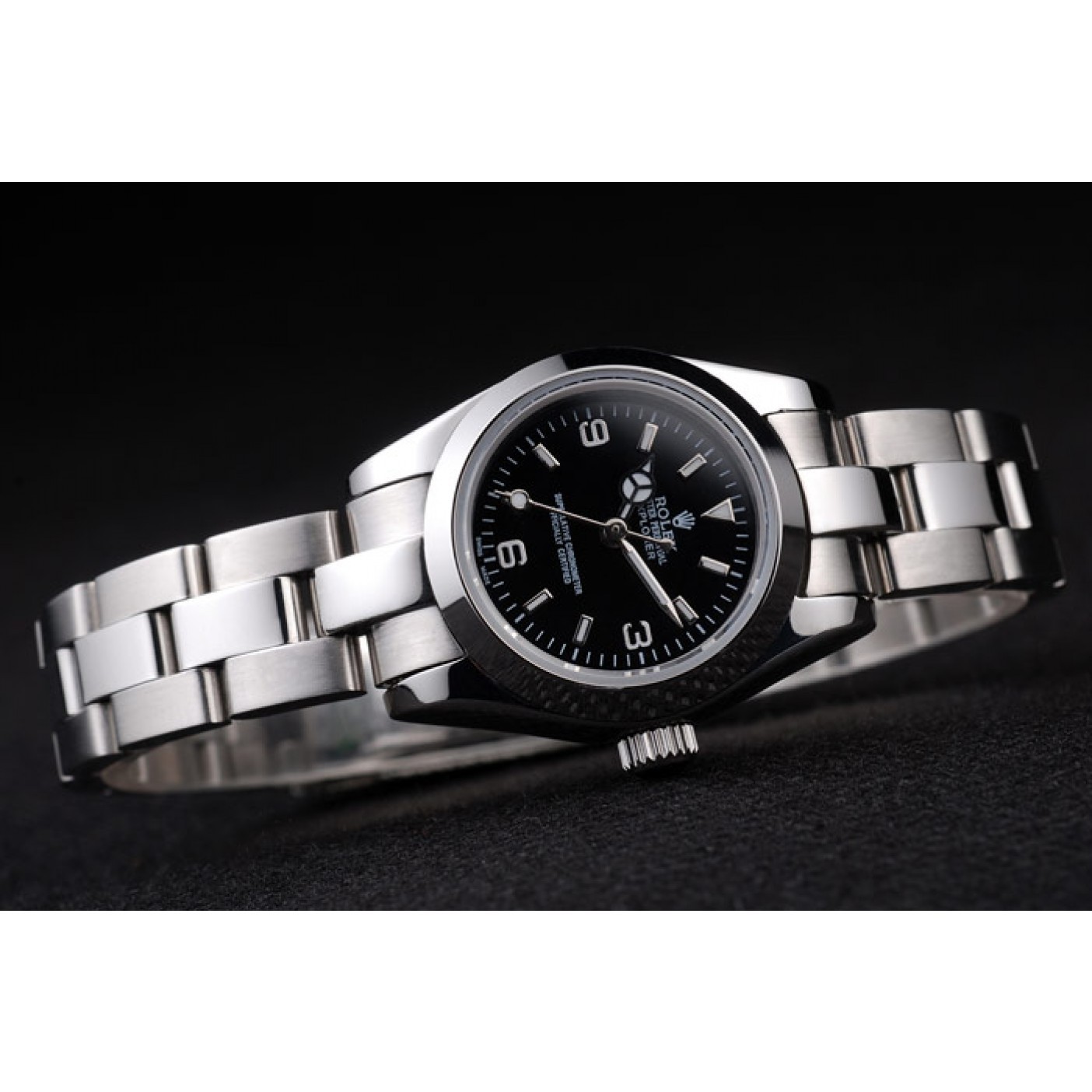 MiroTime Rolex Explorer Polished Stainless Steel Black Dial 98089