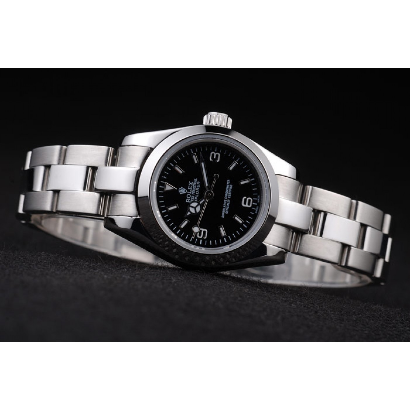 MiroTime Rolex Explorer Polished Stainless Steel Black Dial 98089