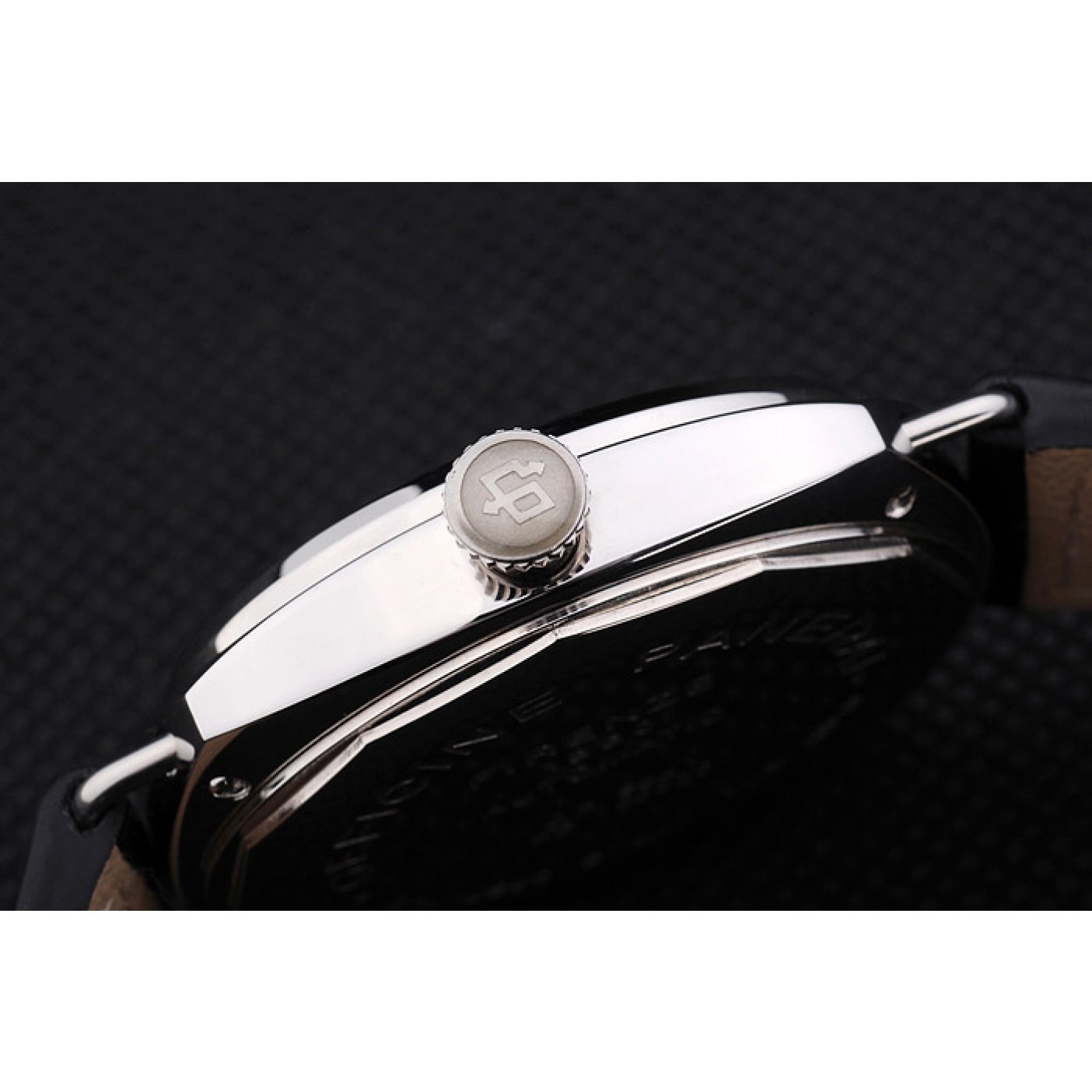 MiroTime Panerai Radiomir Black Dial Black Leather Bracelet