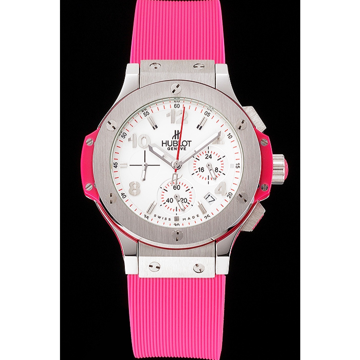 MiroTime Hublot Big Bang Pink Strap White Dial Watch
