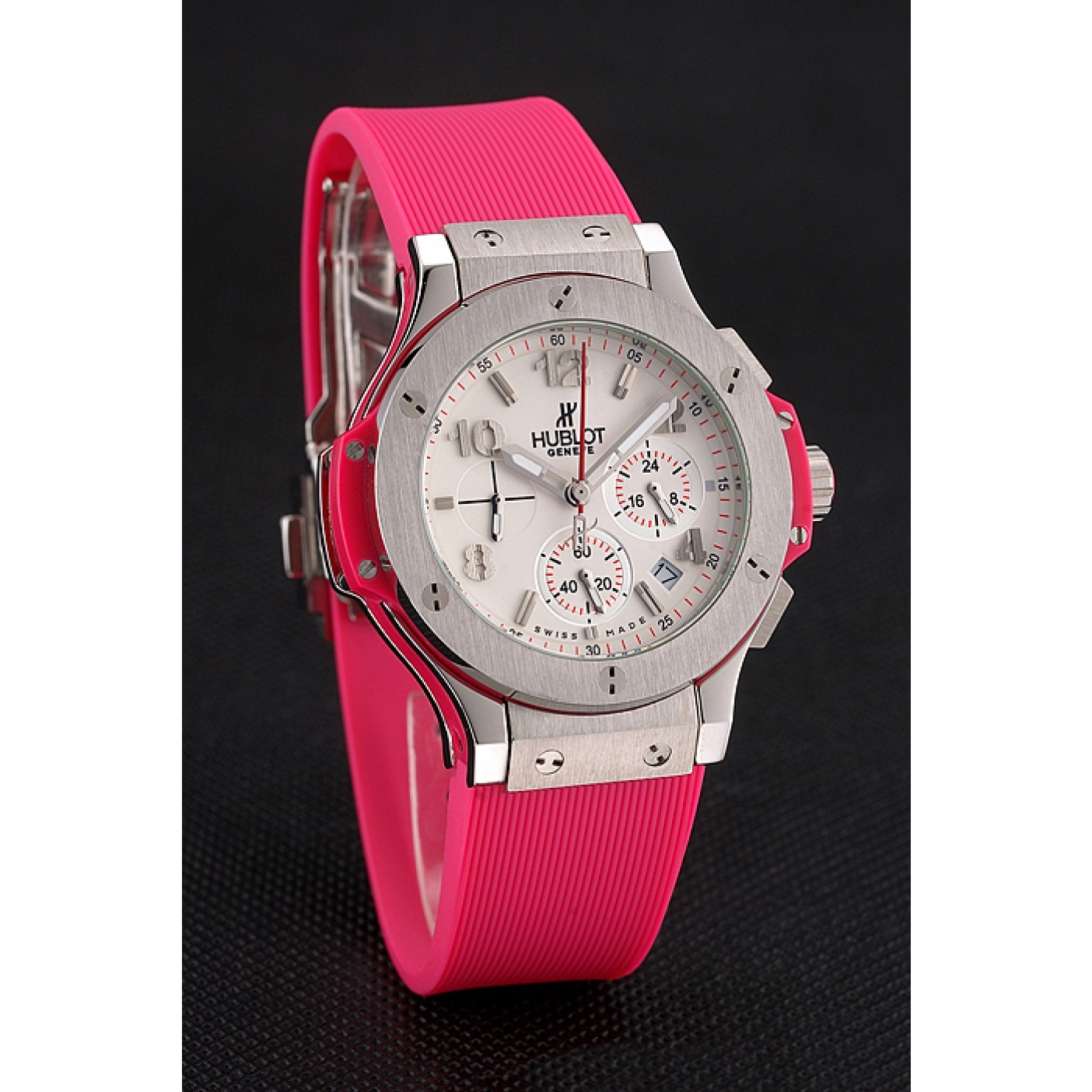 MiroTime Hublot Big Bang Pink Strap White Dial Watch