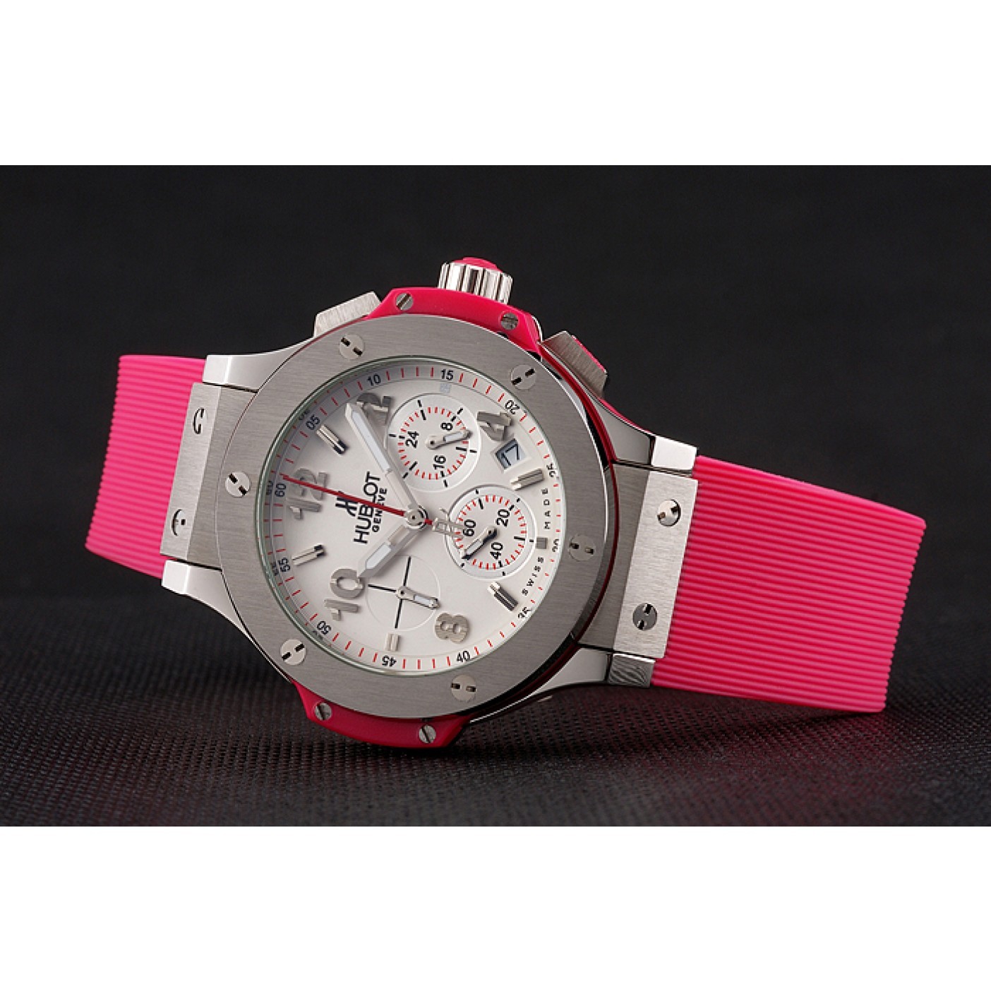 MiroTime Hublot Big Bang Pink Strap White Dial Watch