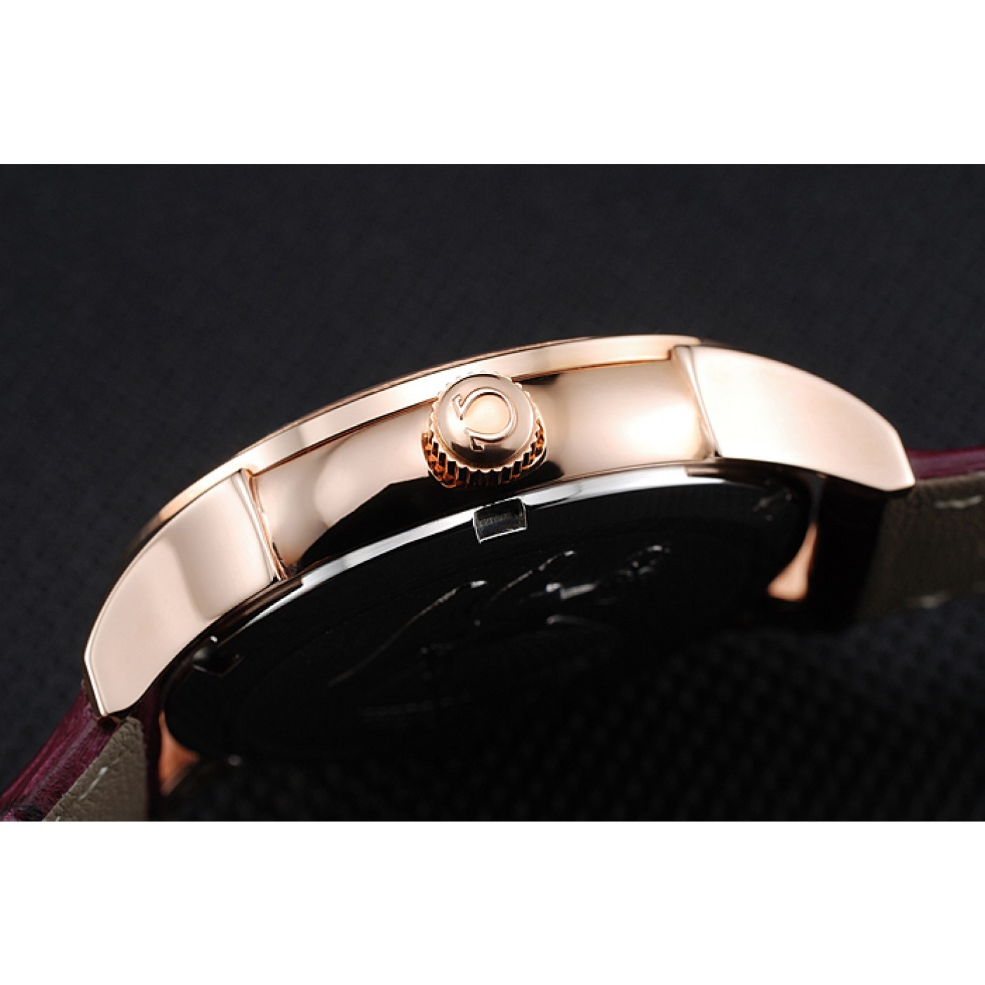 MiroTime Omega DeVille Prestige Dark Red Dial Gold Diamond Case Dark Red Leather Bracelet 1454125