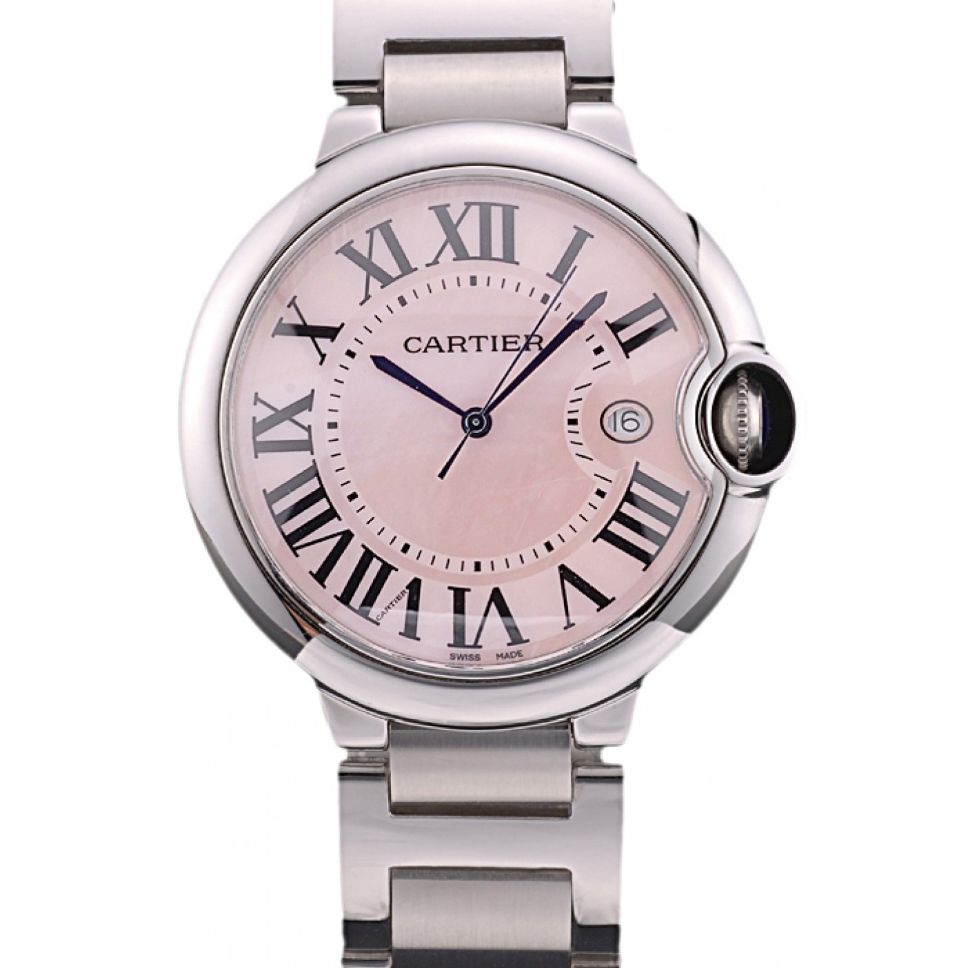 MiroTime Cartier Ballon Bleu 42mm Pink Dial Stainless Steel Case And Bracelet