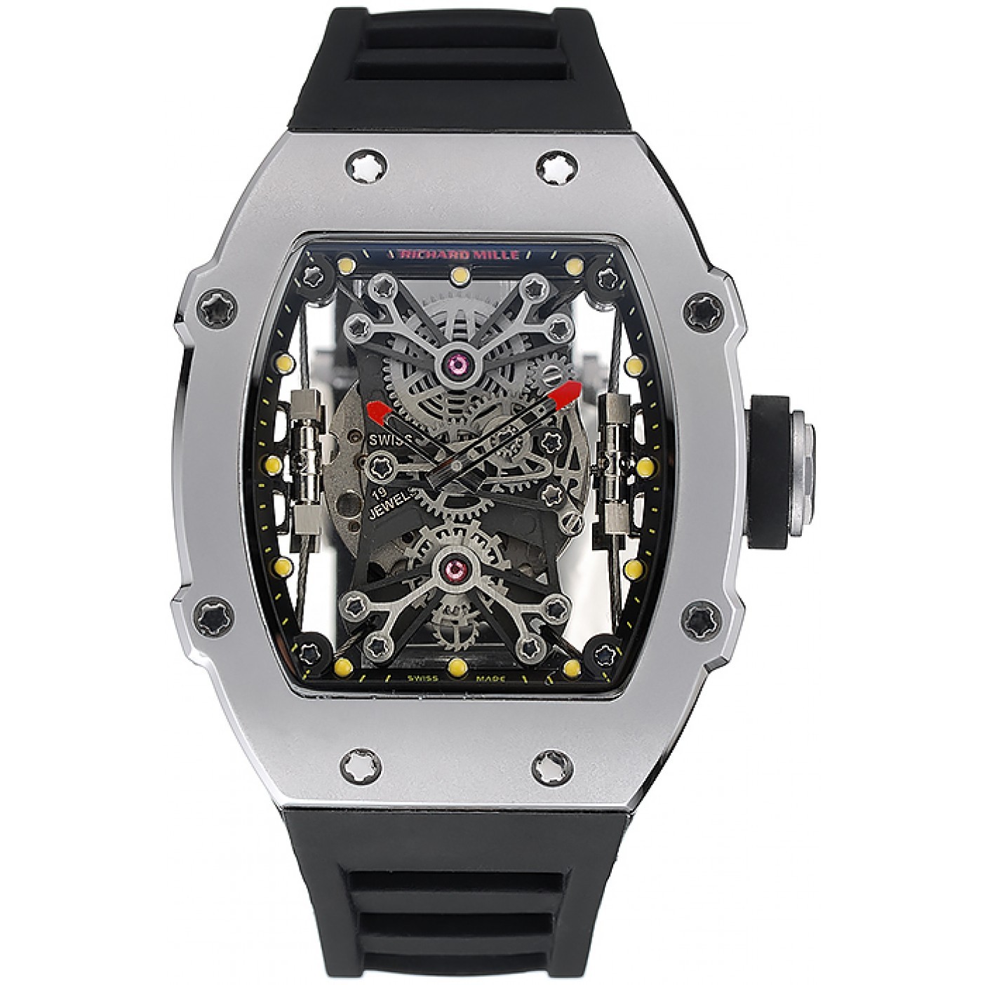 MiroTime Richard Mille Tourbillion Rafael Nadal RM27-01 Silver Case Black Rubber Bracelet 1454254