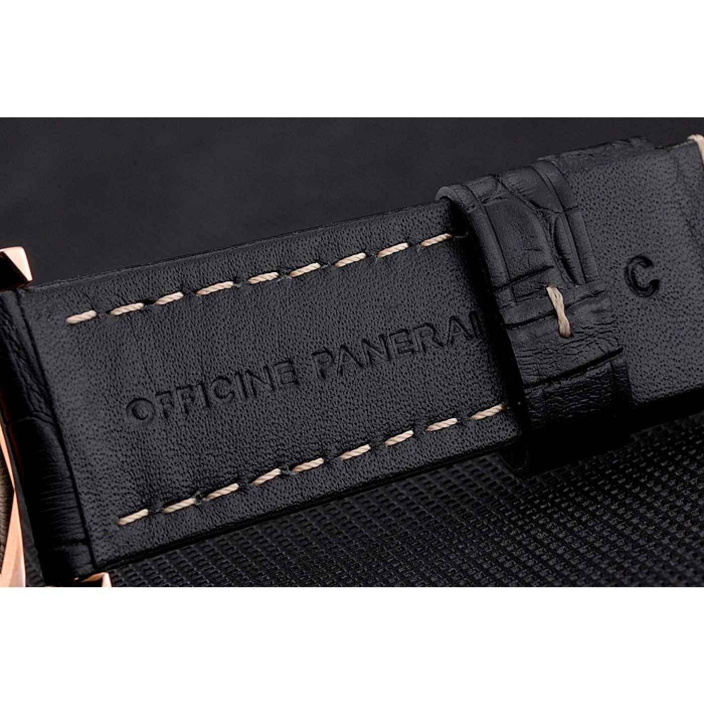 MiroTime Swiss Panerai Radiomir 1940 Chronograph Black Dial Rose Gold Case Black Leather Strap
