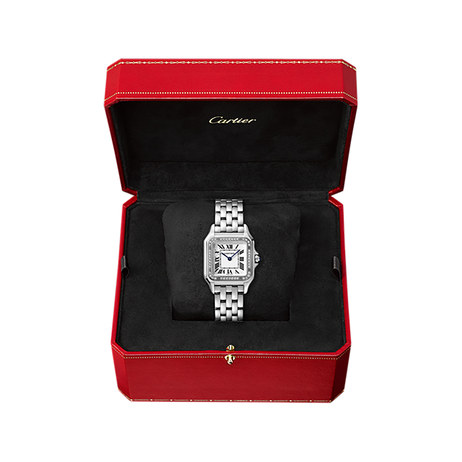 MiroTime Swiss Panthère de Cartier watch, Medium model, steel, diamonds