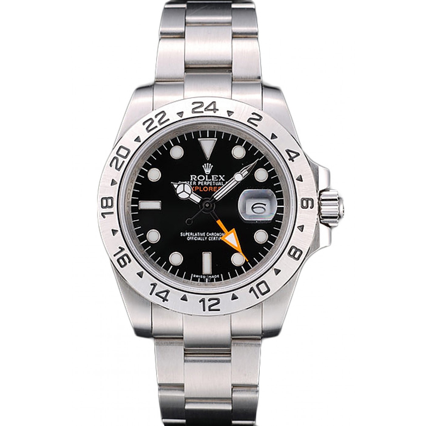 MiroTime Rolex Swiss Explorer Stainless Steel Bezel Black Dial Watch