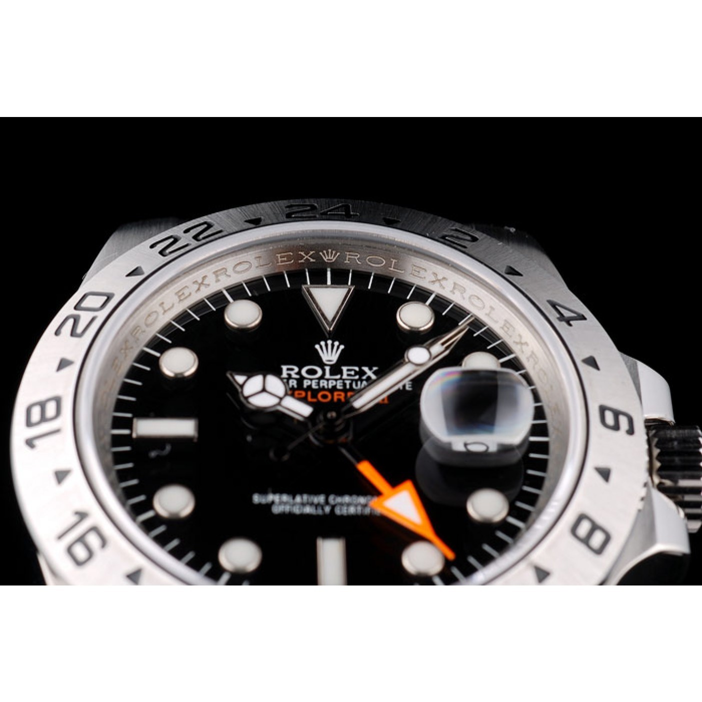 MiroTime Rolex Swiss Explorer Stainless Steel Bezel Black Dial Watch