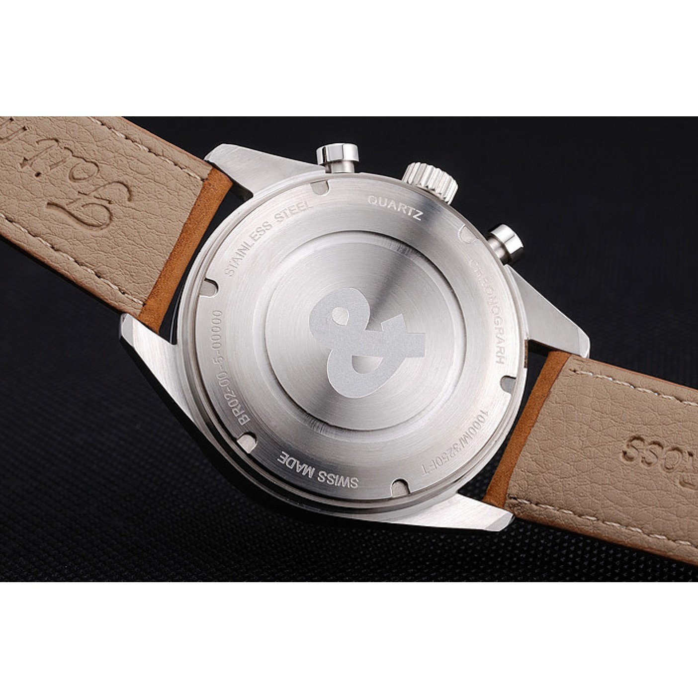 MiroTime Bell and Ross BR126 Flyback Black Dial Silver Case Gold Numerals Brown Suede Leather Strap